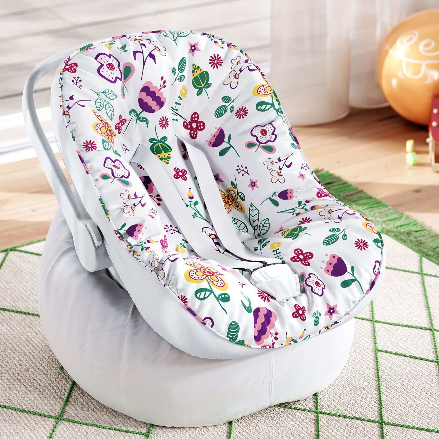 Capa de Bebê Conforto Floral Moderna