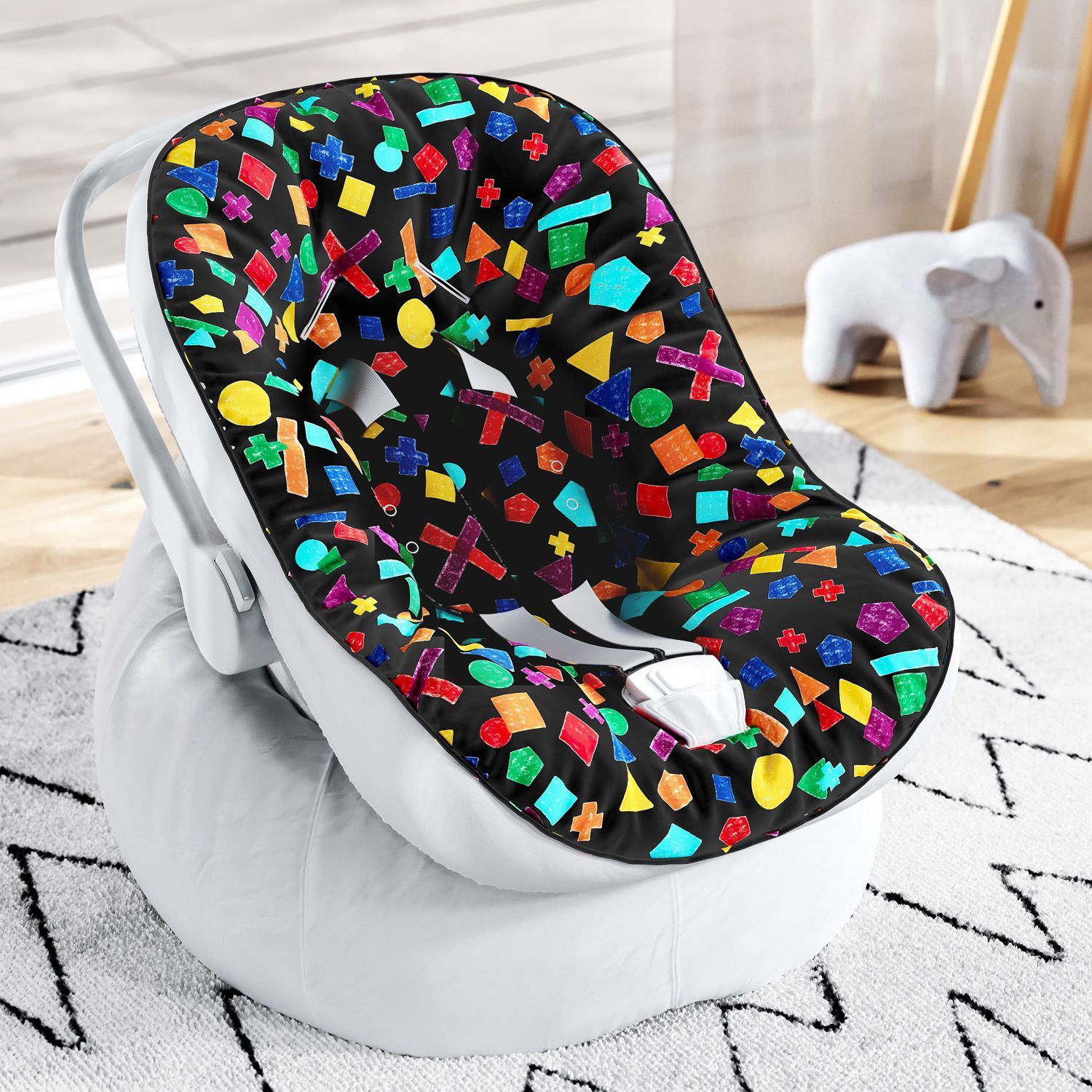 Capa de Carrinho com Protetor de Cinto Geométrico Fun Preto