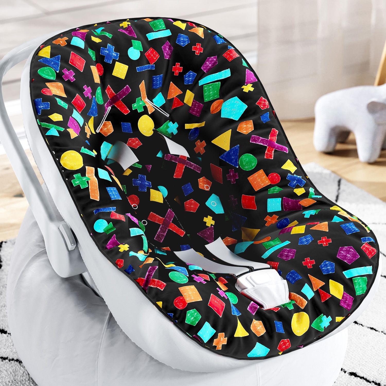 Capa de Carrinho com Protetor de Cinto Geométrico Fun Preto