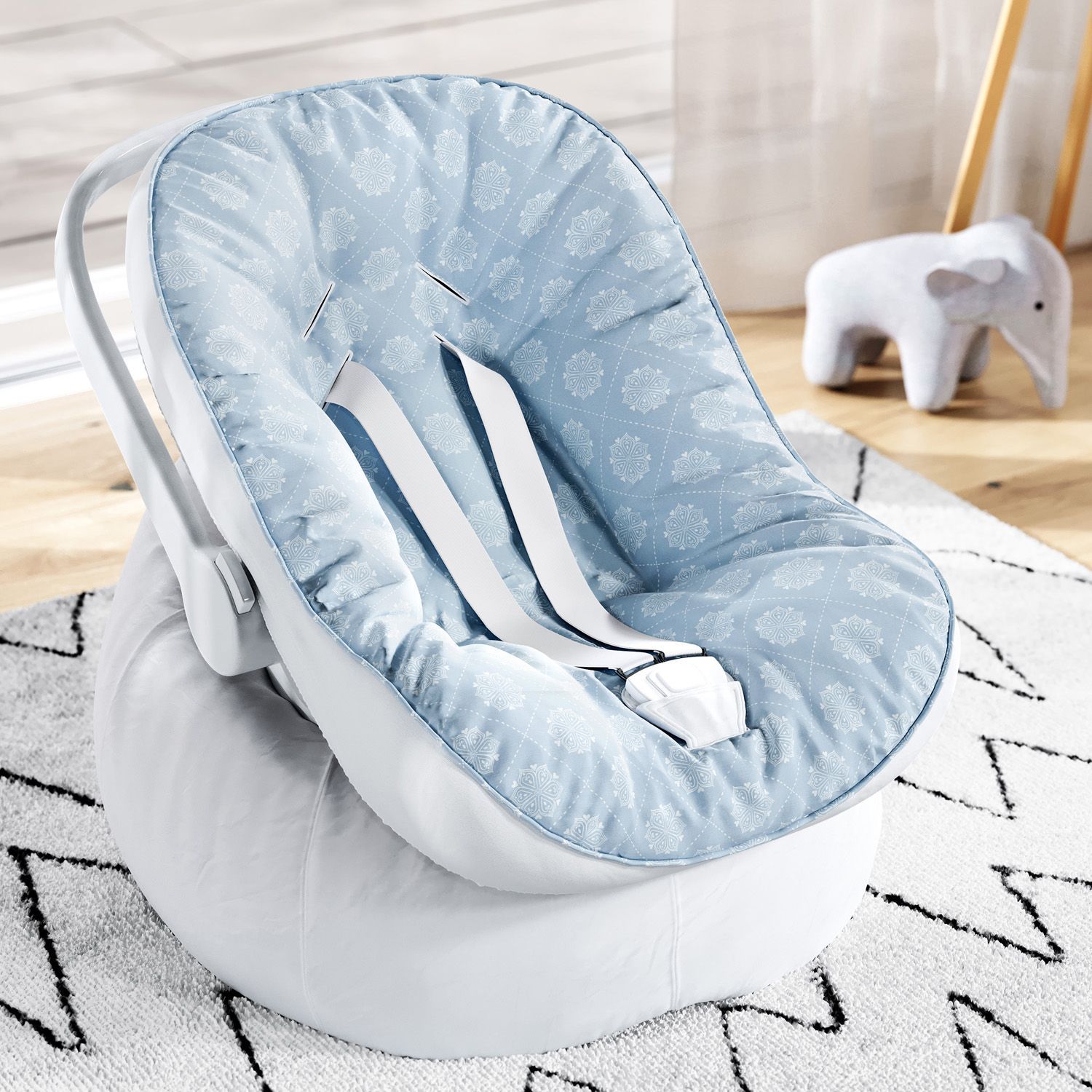 Capa de Carrinho com Protetor de Cinto Mandala Coração Azul