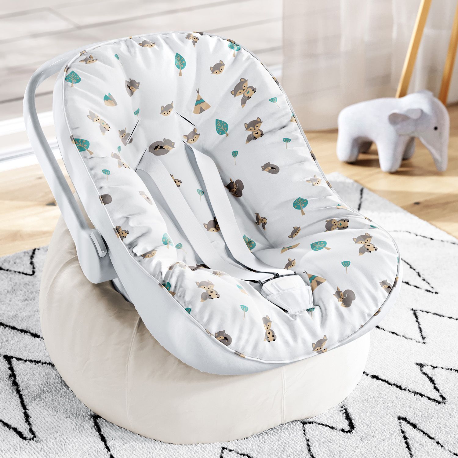 Capa de Bebê Conforto Raposinha Cinza