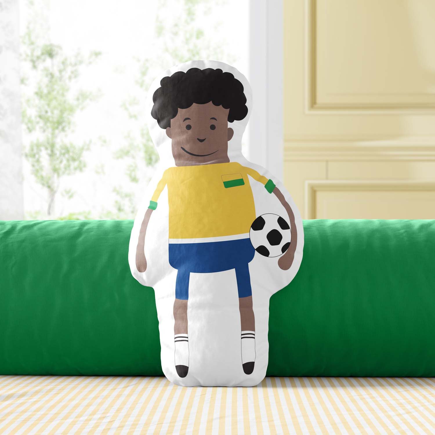 Almofada Jogador de Futebol Verde e Amarela