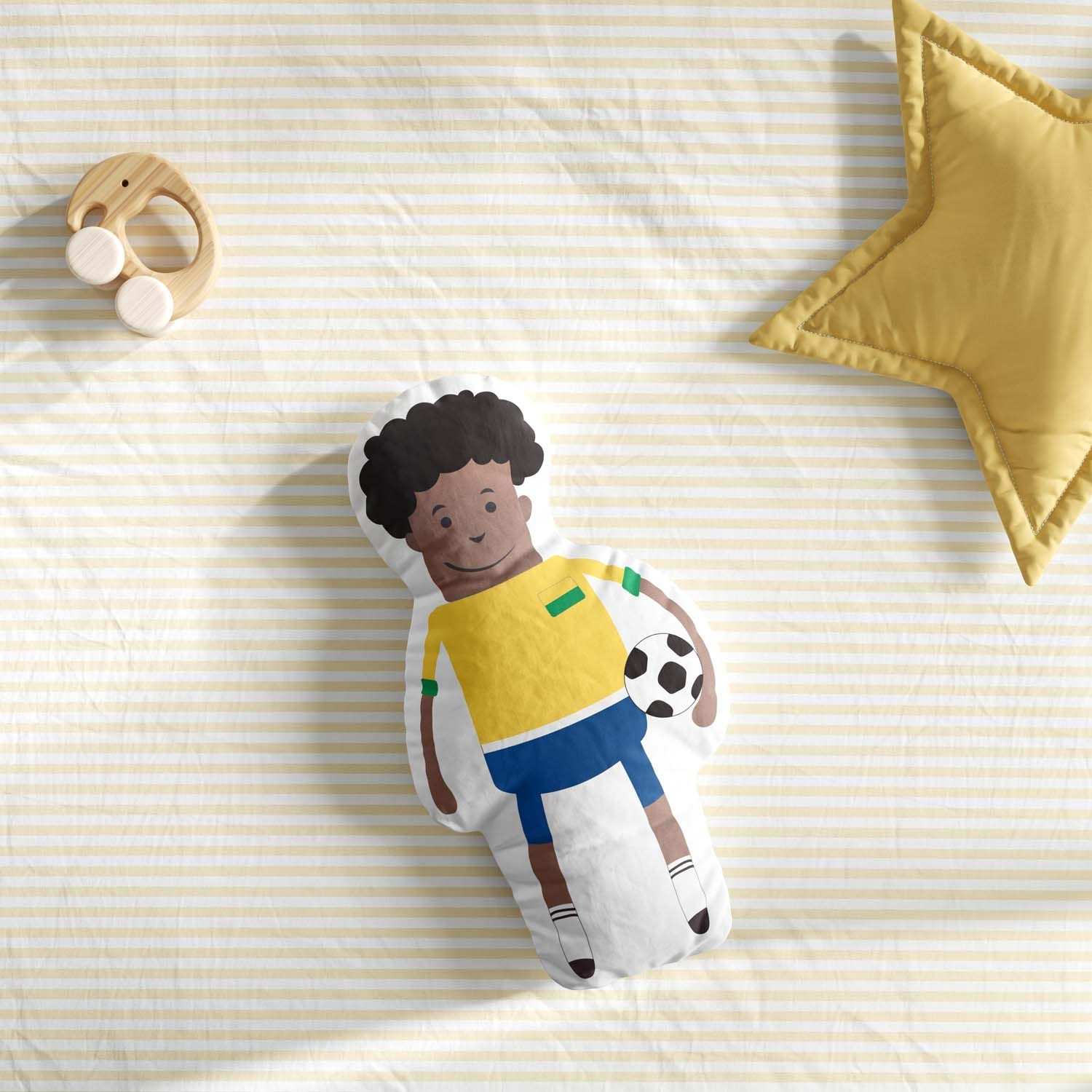 Almofada Jogador de Futebol Verde e Amarela