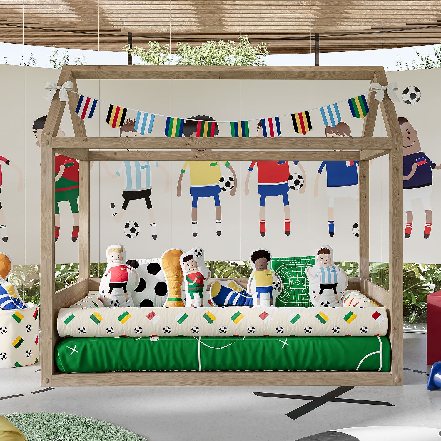 Almofada Chuteira de Futebol Azul e Amarelo