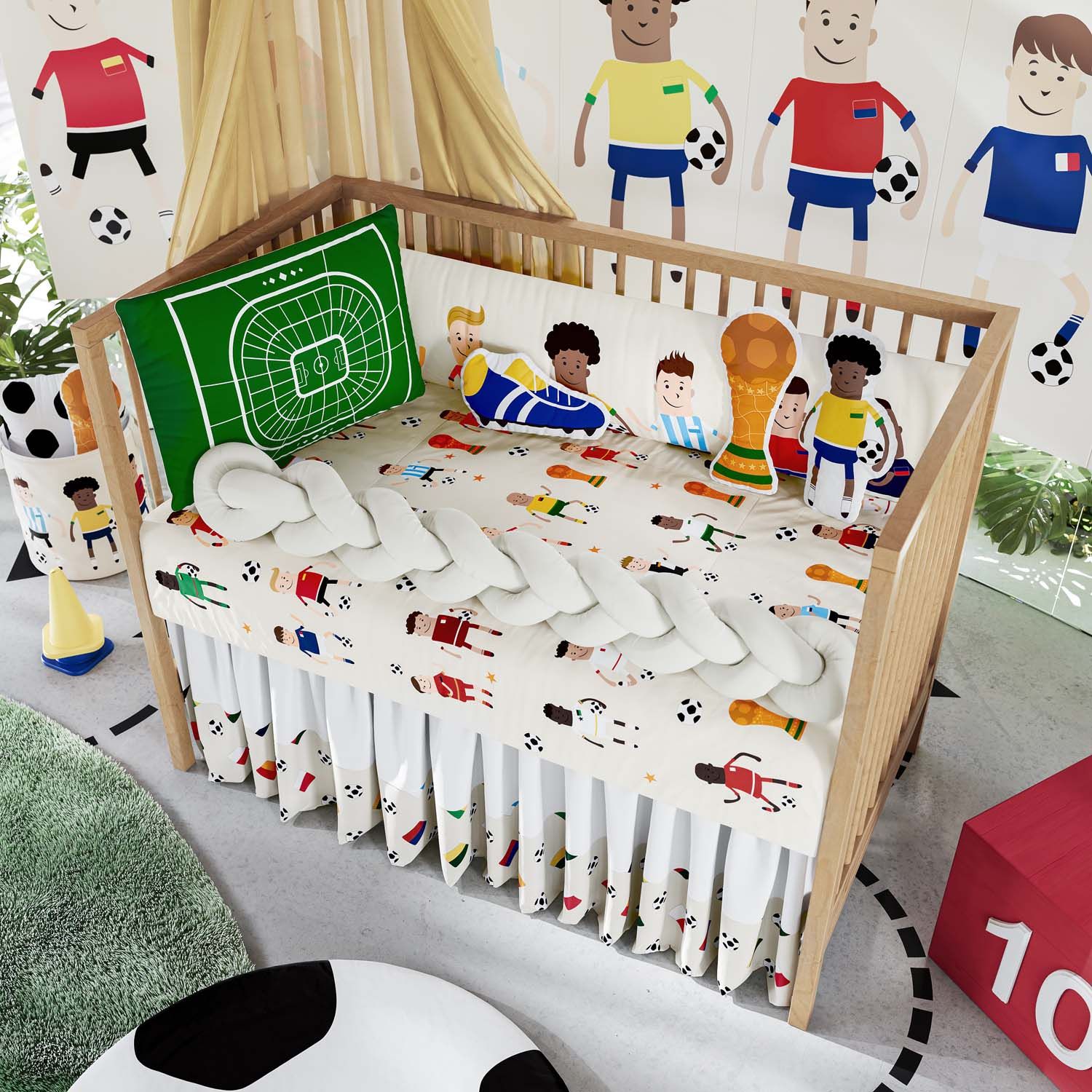 Almofada Quadrada Bola de Futebol Preta e Branca