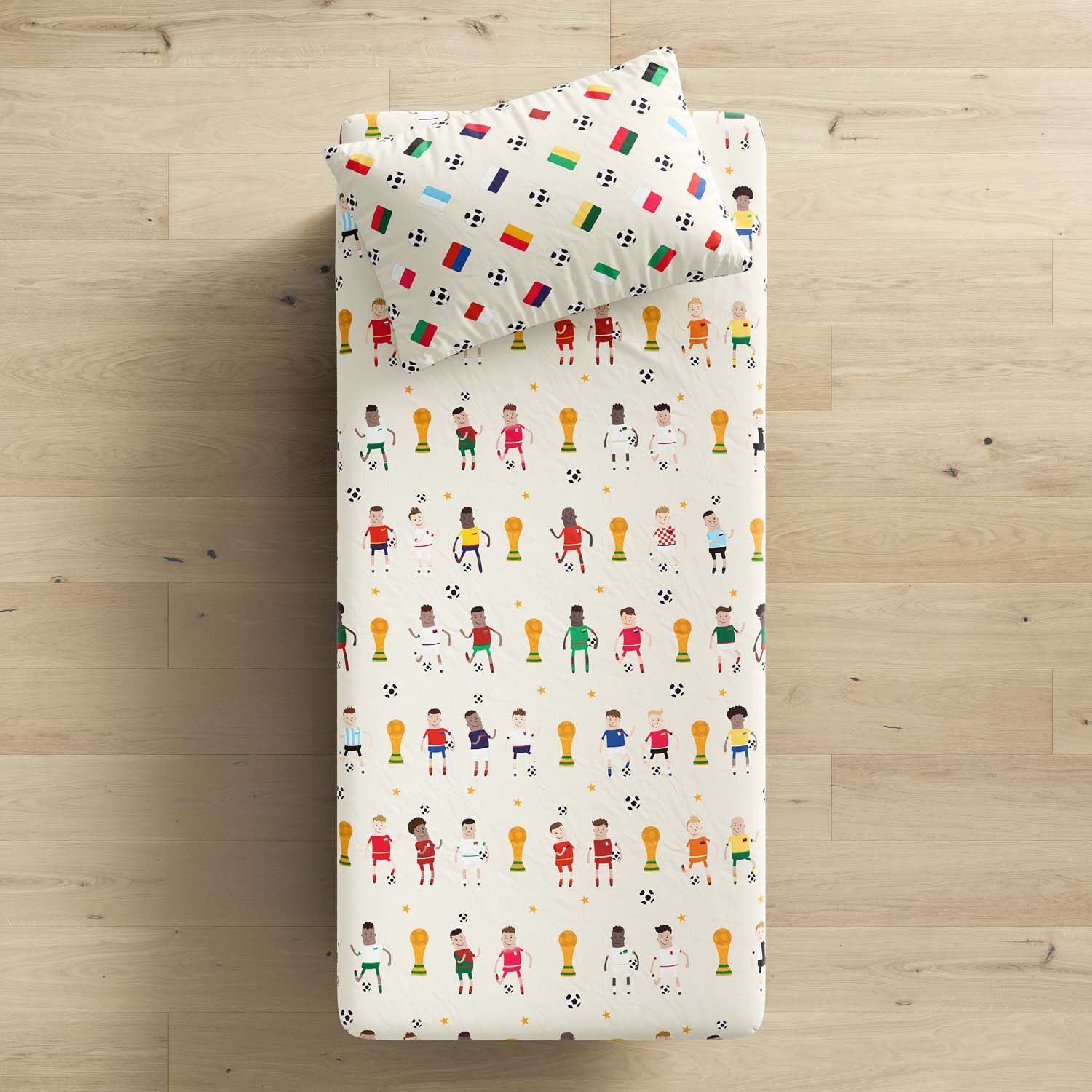 Jogo de Lençol Infantil Solteiro Torneio das Seleções do Mundo