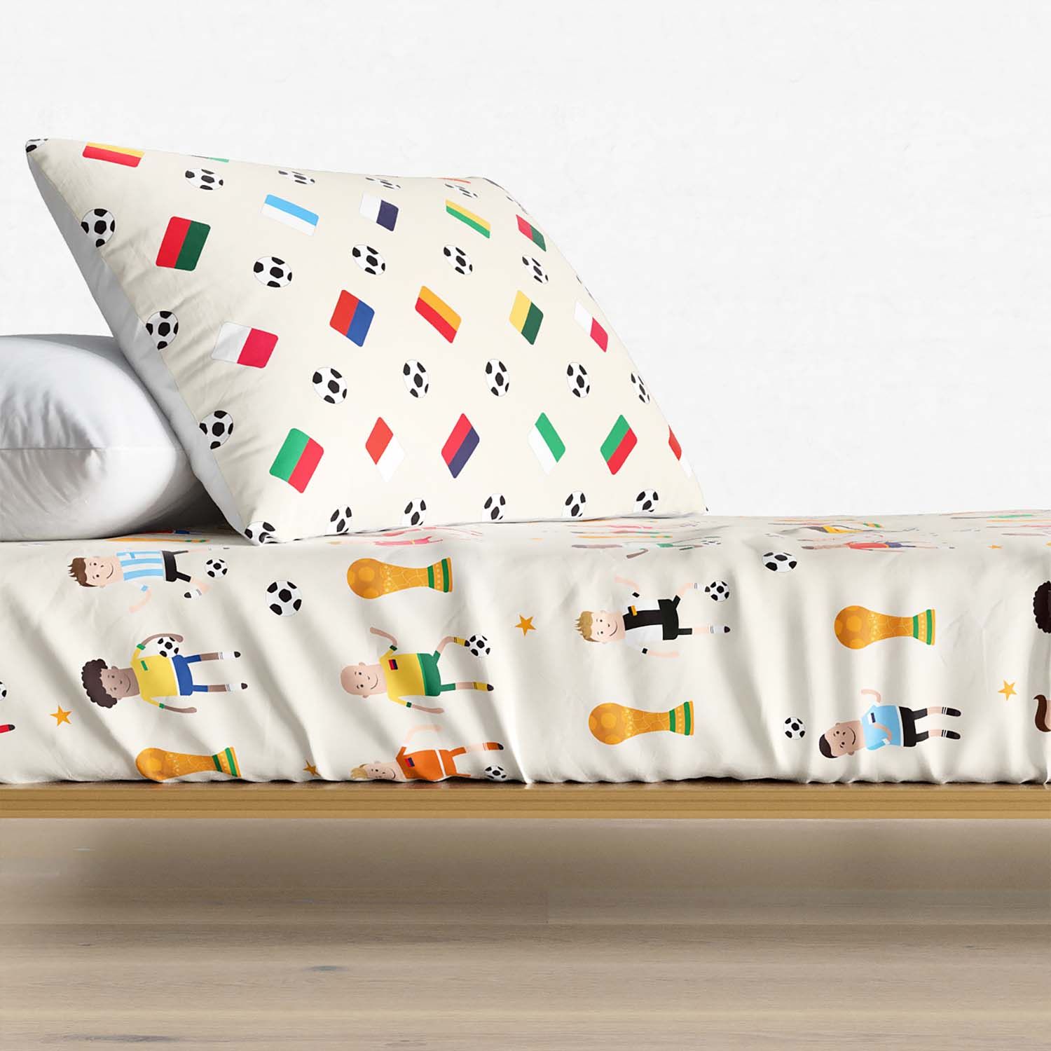 Jogo de Lençol Infantil Solteiro Torneio das Seleções do Mundo