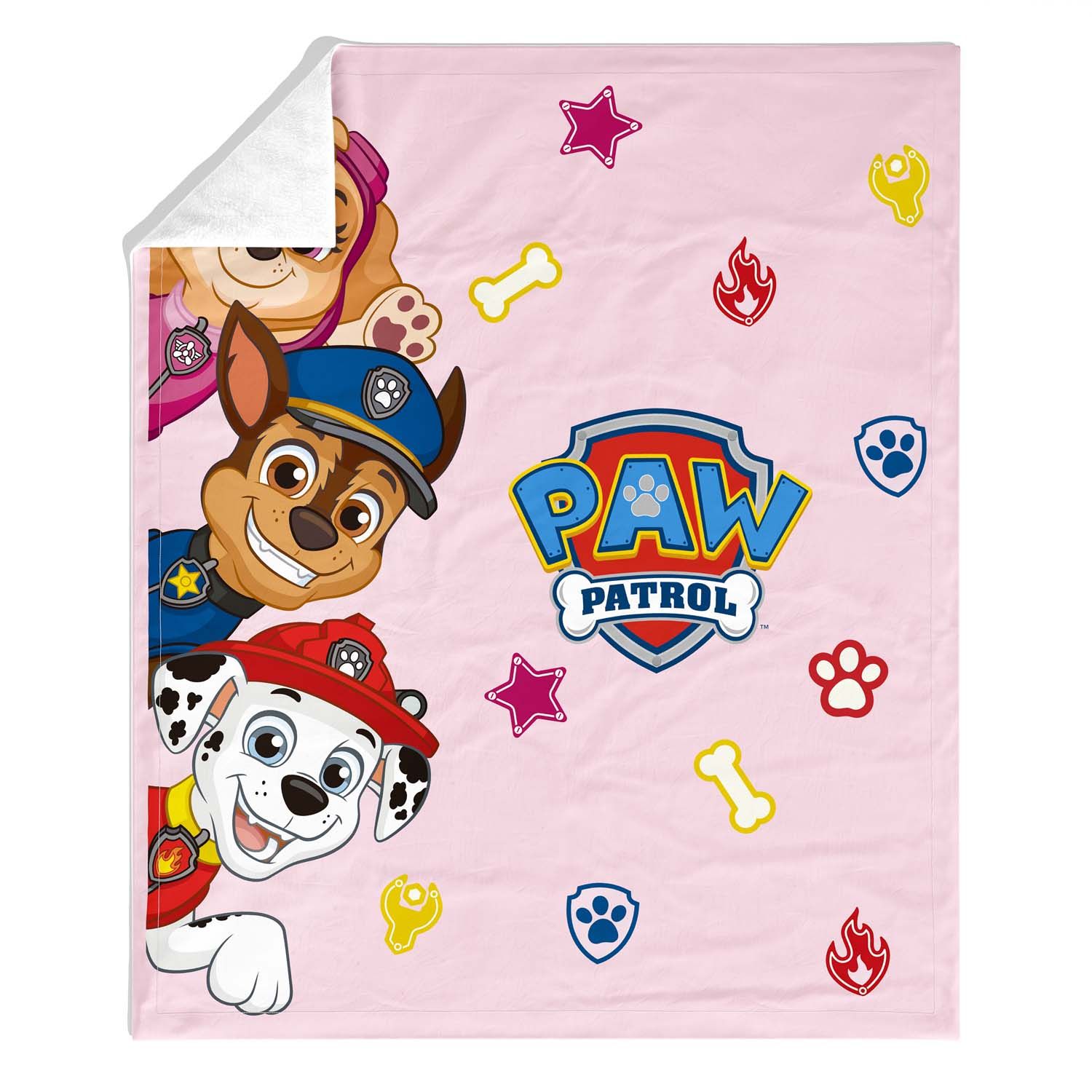 Manta Infantil Solteiro Dupla Face com Soft Patrulha Canina Rosa 1,20M