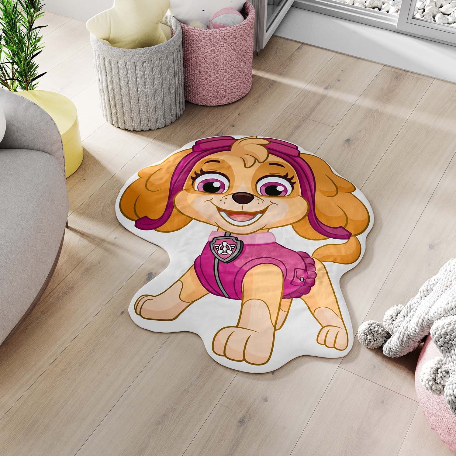 Tapete Skye Aviadora Patrulha Canina Rosa 90cm