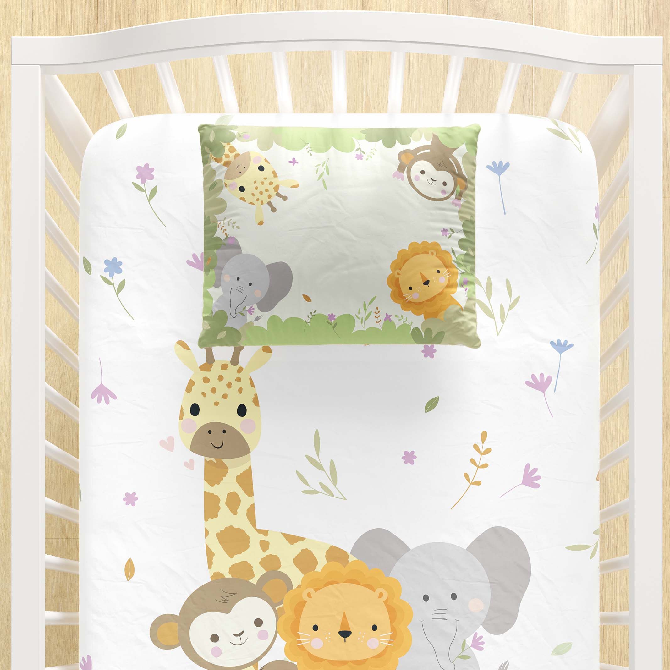 Jogo de Lençol Berço Animais Selva Baby