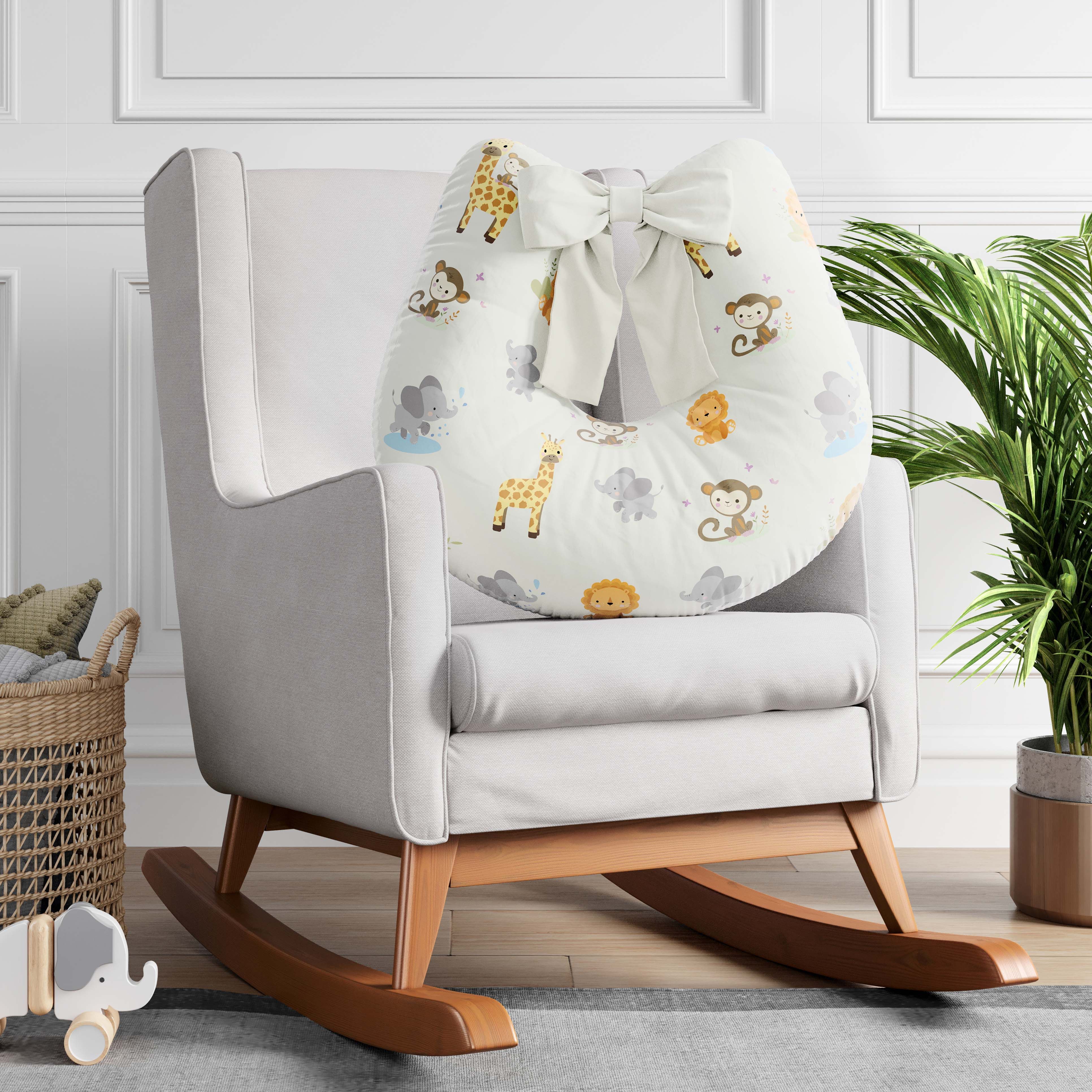 Almofada Amamentação Animais da Selva Baby Rosa