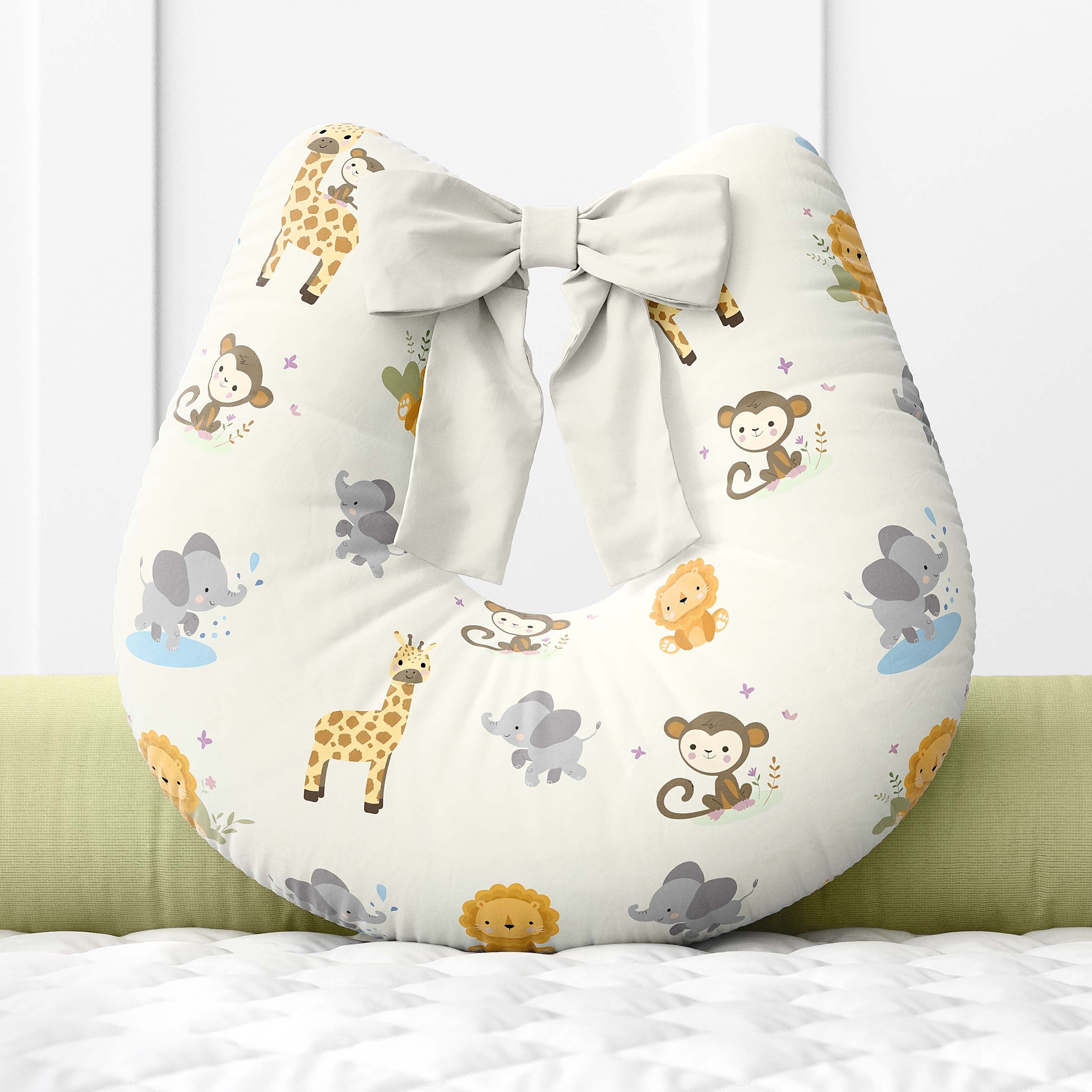 Almofada Amamentação Animais da Selva Baby Rosa