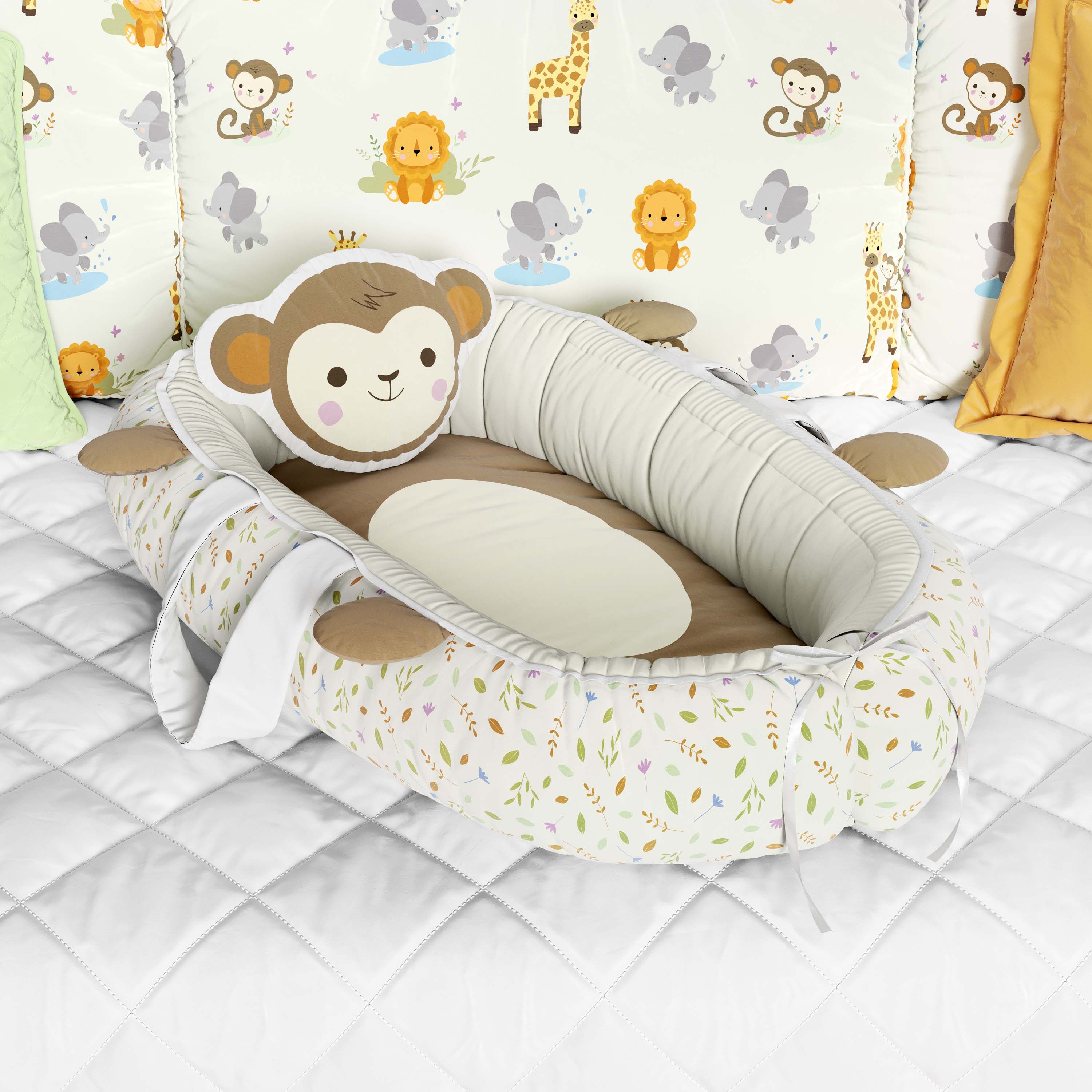 Ninho para Bebê Redutor de Berço Macaquinho Selva Baby 80cm