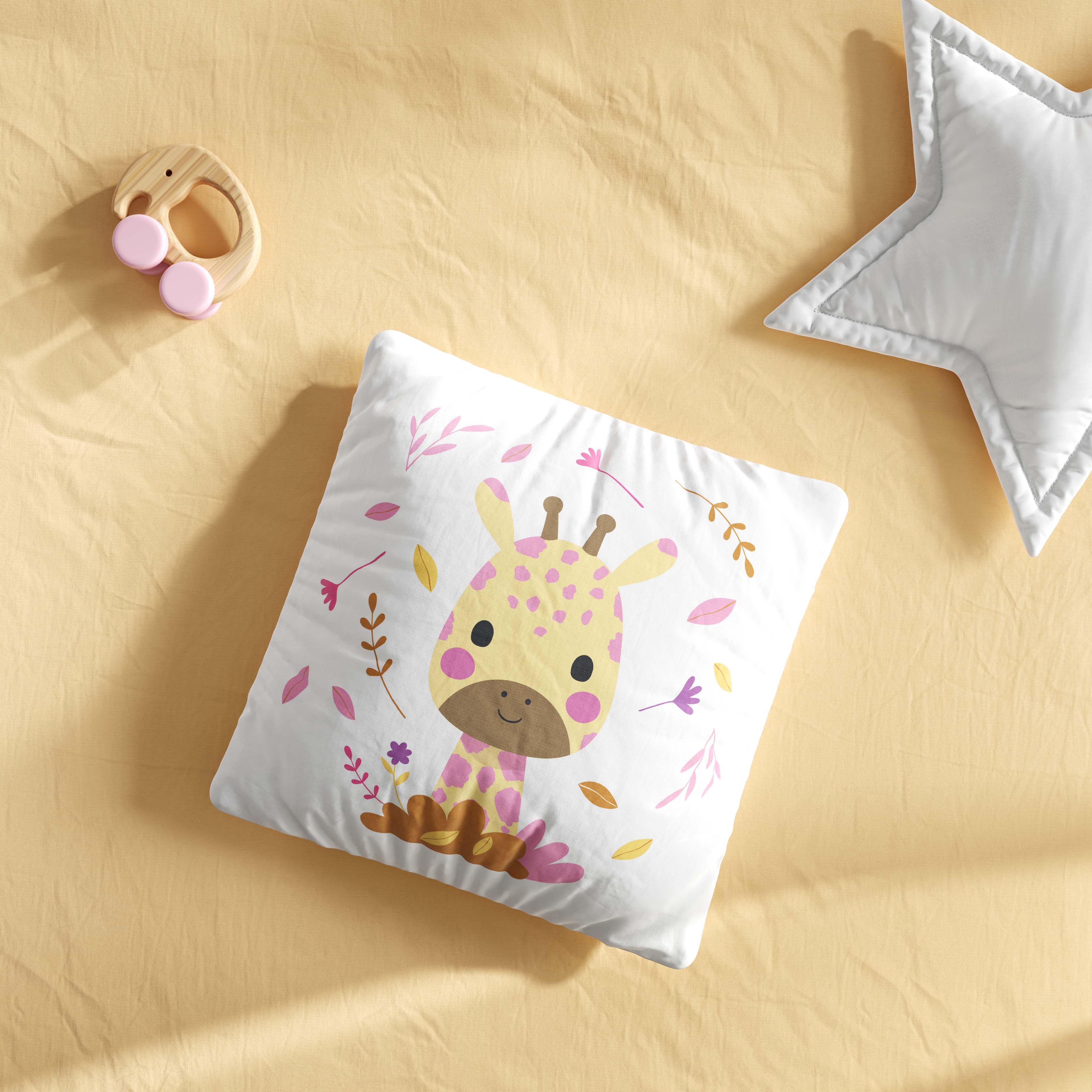 Almofada Quadrada Amiguinho Girafa Selva Baby