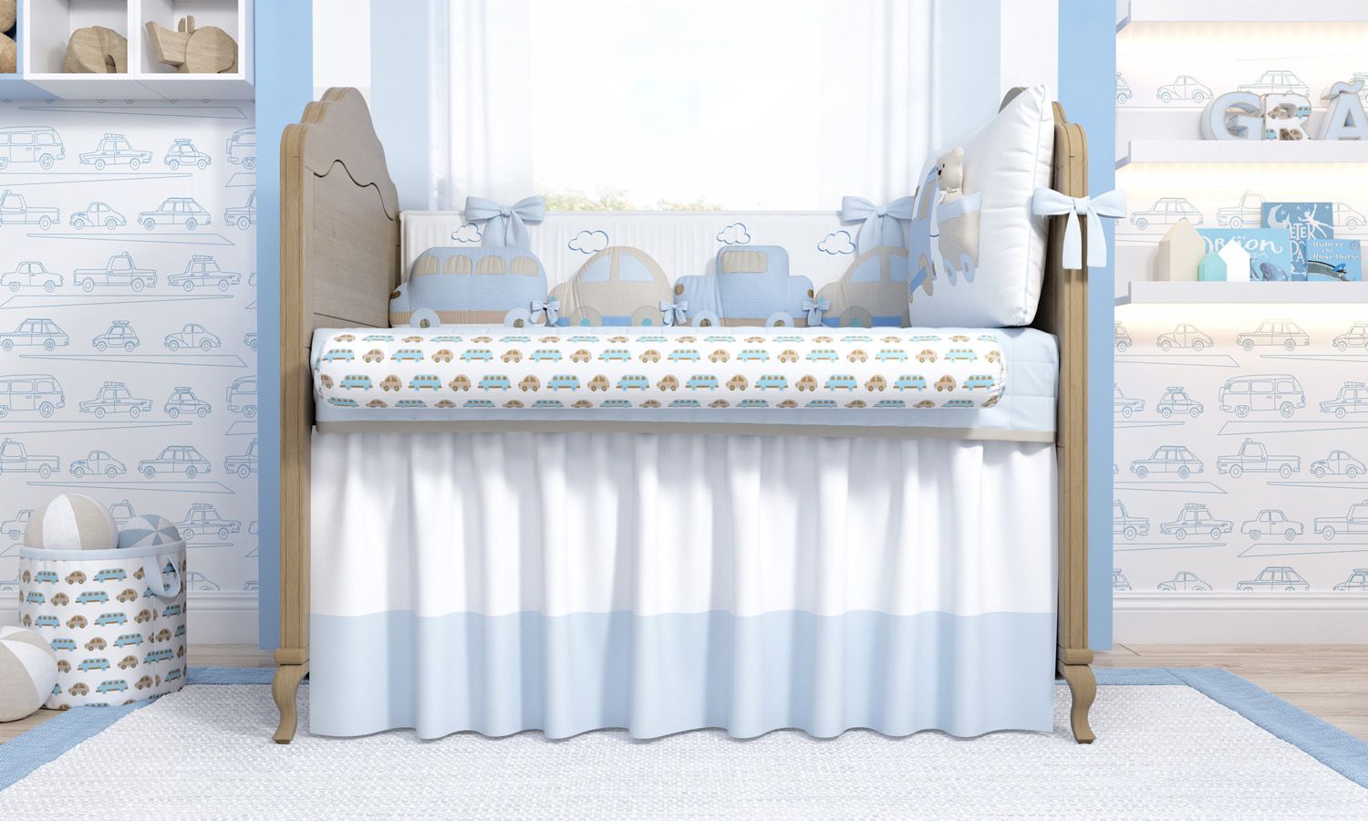 Kit Berço Carrinhos Amarelo