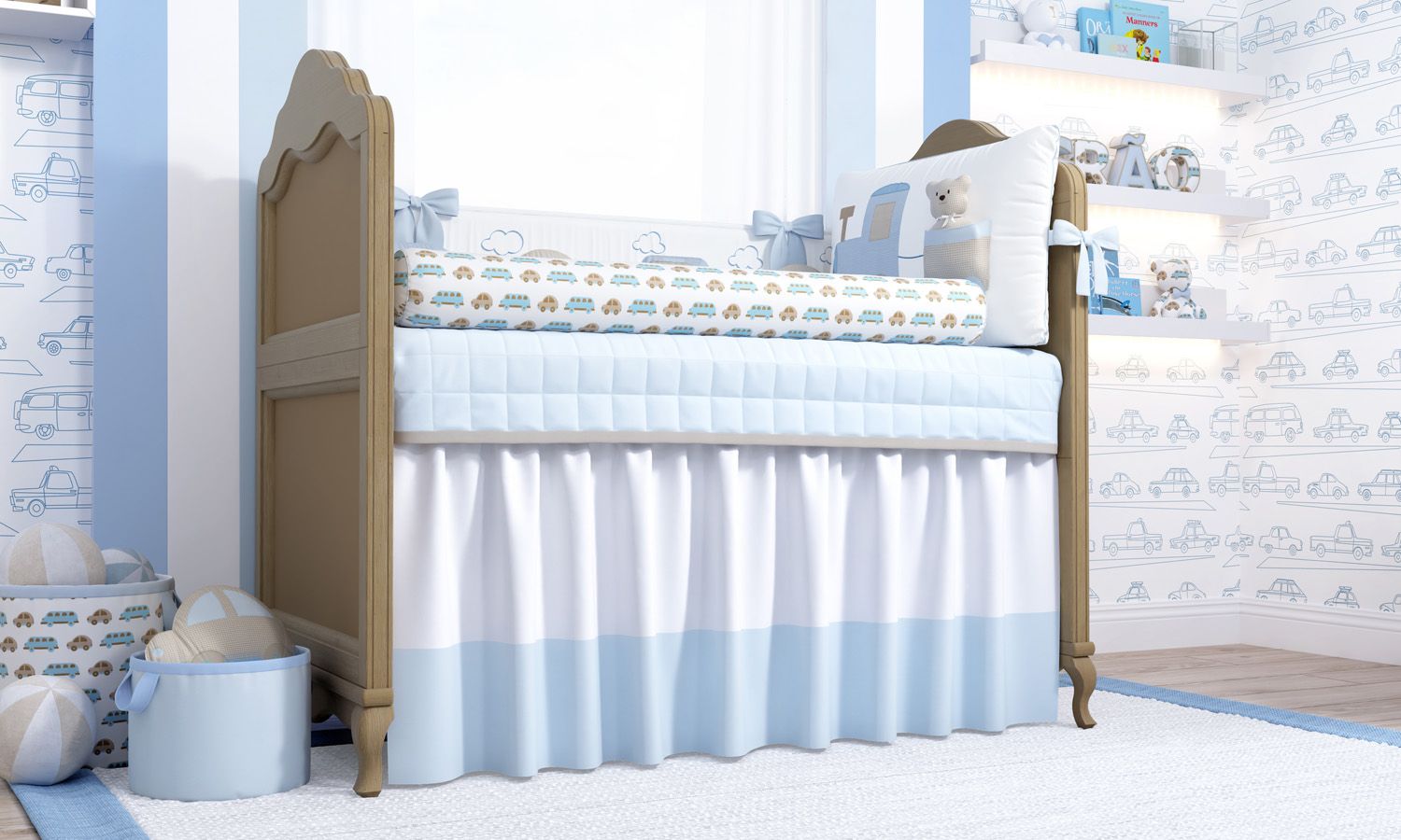 Kit Berço Carrinhos Amarelo