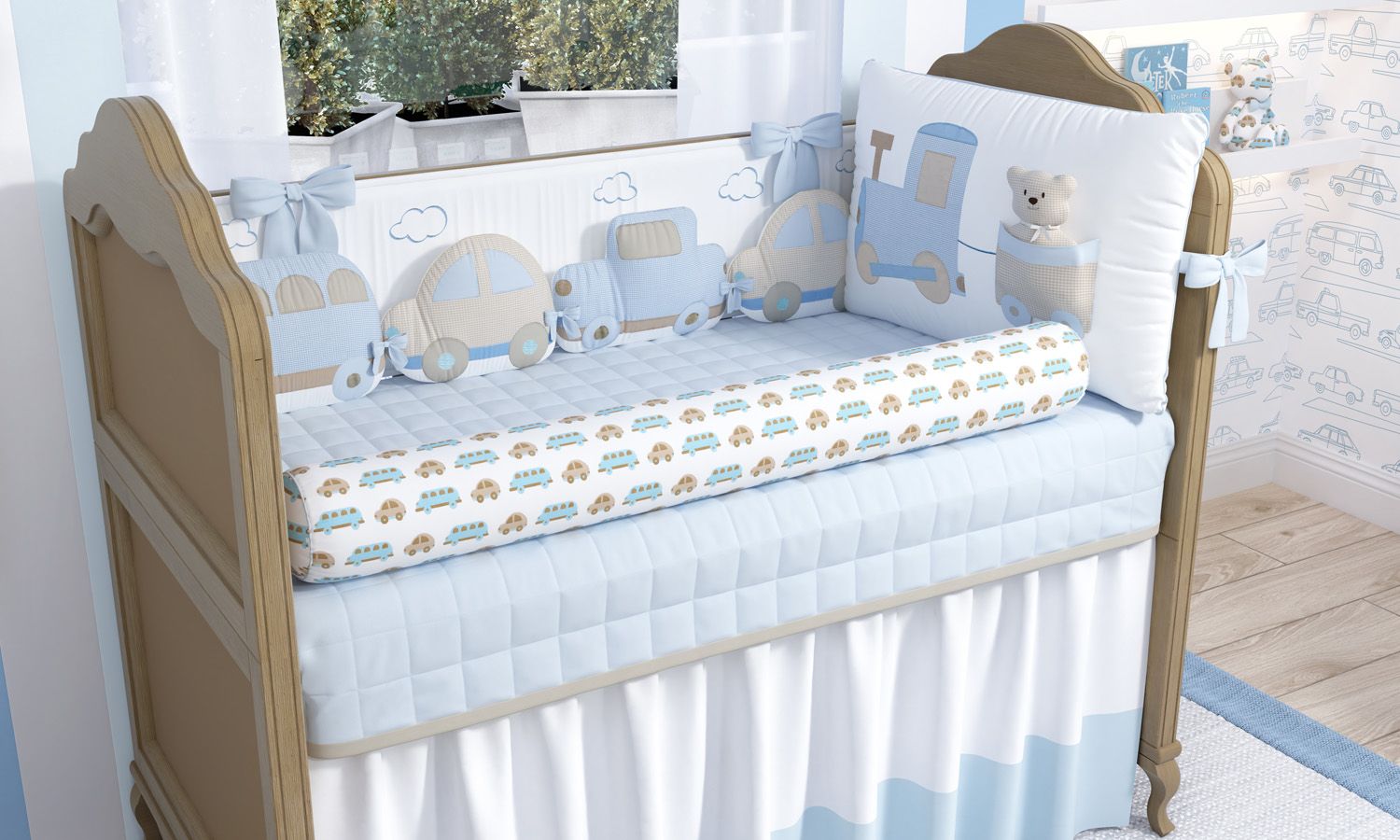 Kit Berço Carrinhos Amarelo