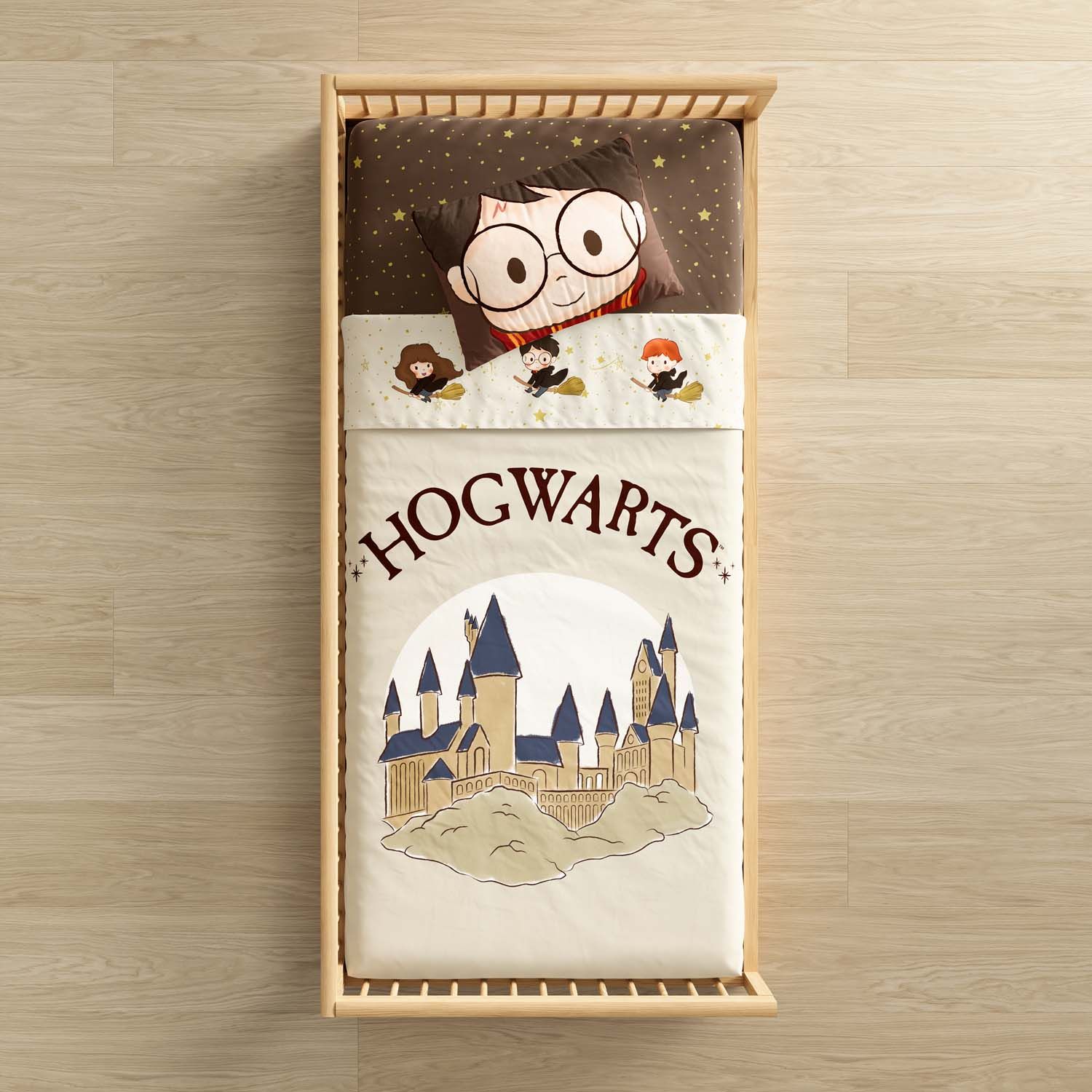 Jogo de Lençol Mini Cama Harry Potter Hogwarts
