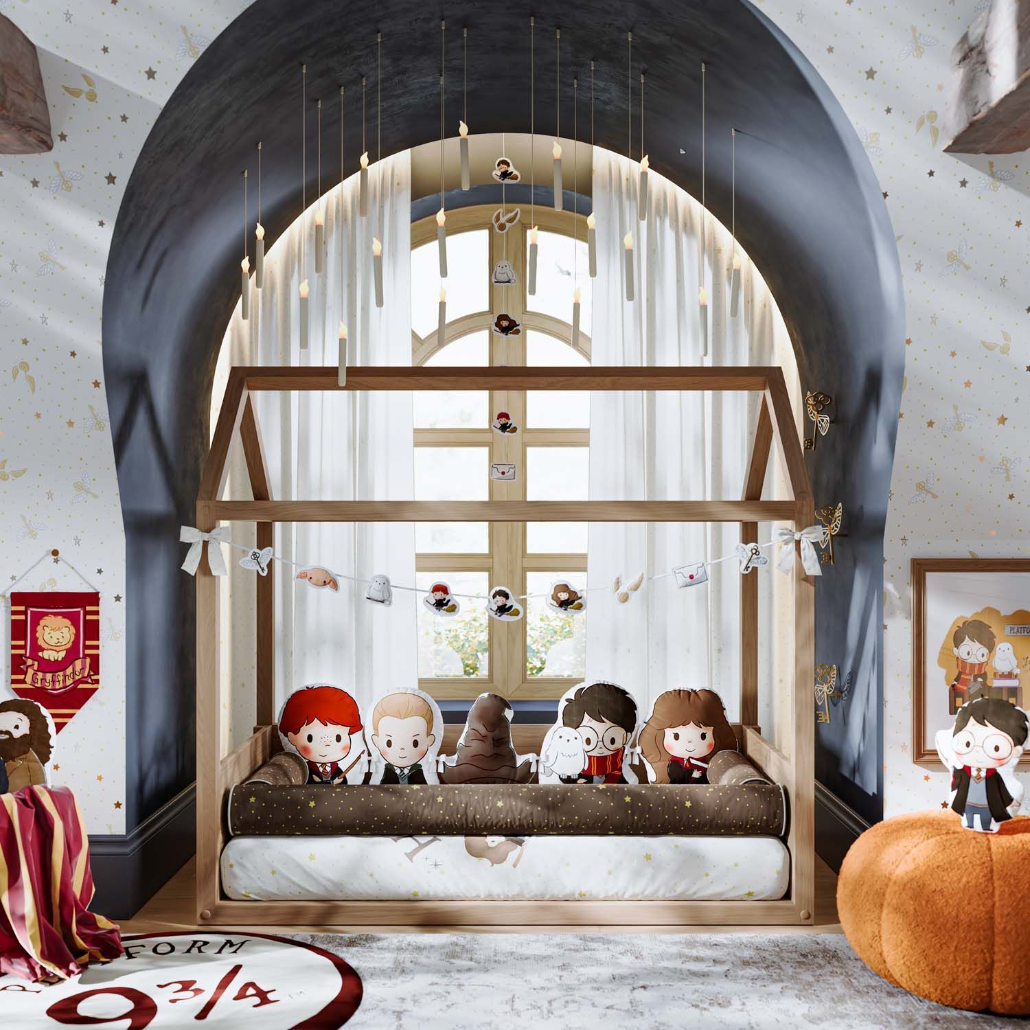 Jogo de Lençol Mini Cama Harry Potter Hogwarts