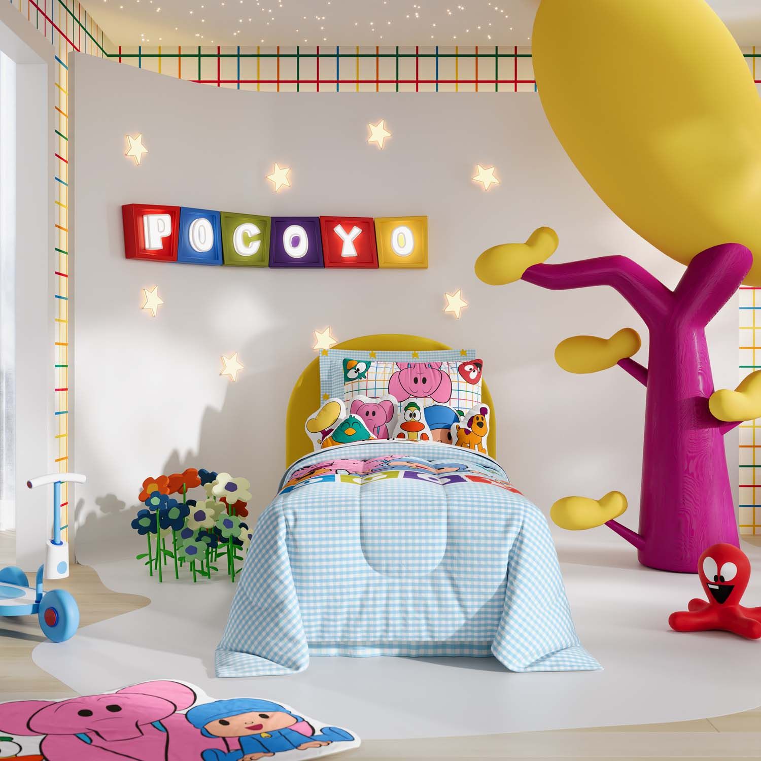 Fronha de Travesseiro Infantil Pocoyo Estrelinhas