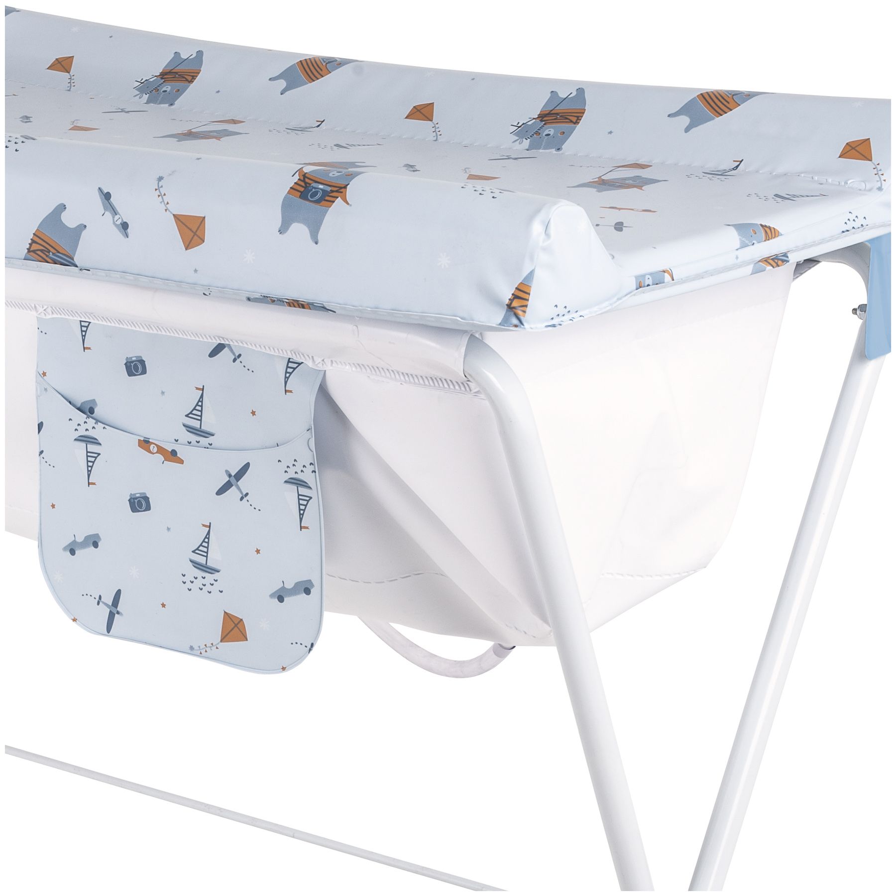 Kit Banheira 2 em 1 com Banheira, Suporte e Trocador Slim Plus Azul