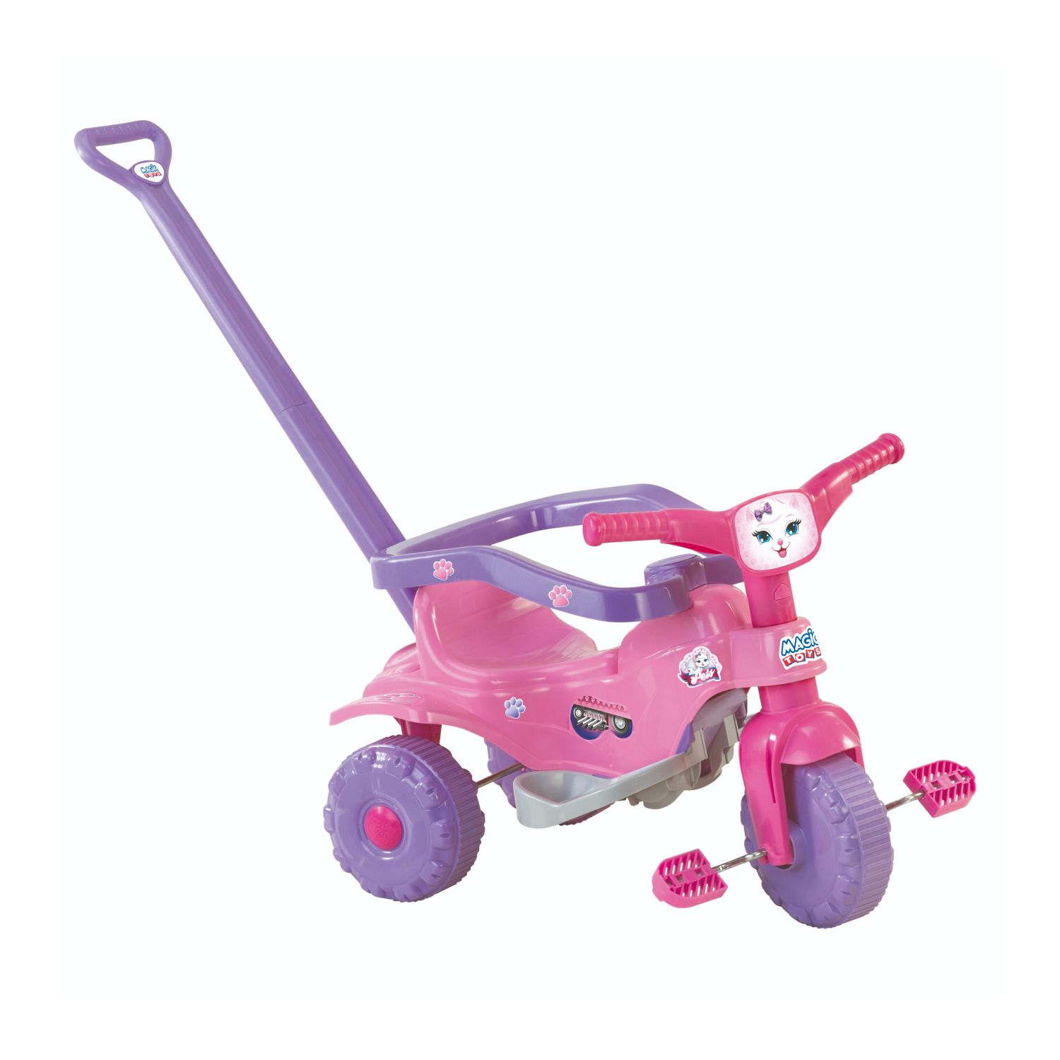 Triciclo com Empurrador Pets Rosa