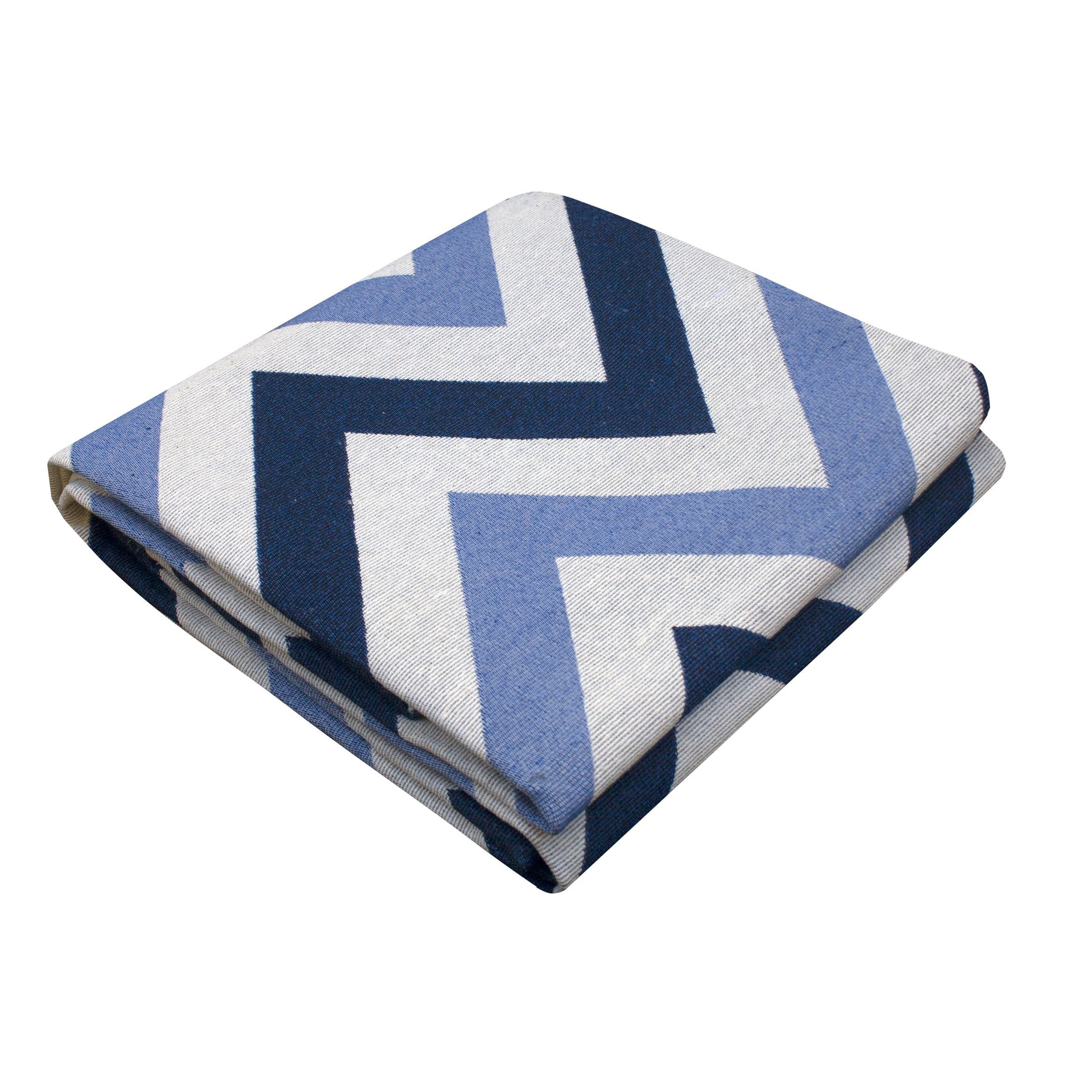 Tapete Retangular Zig Zag Azul 1,50m