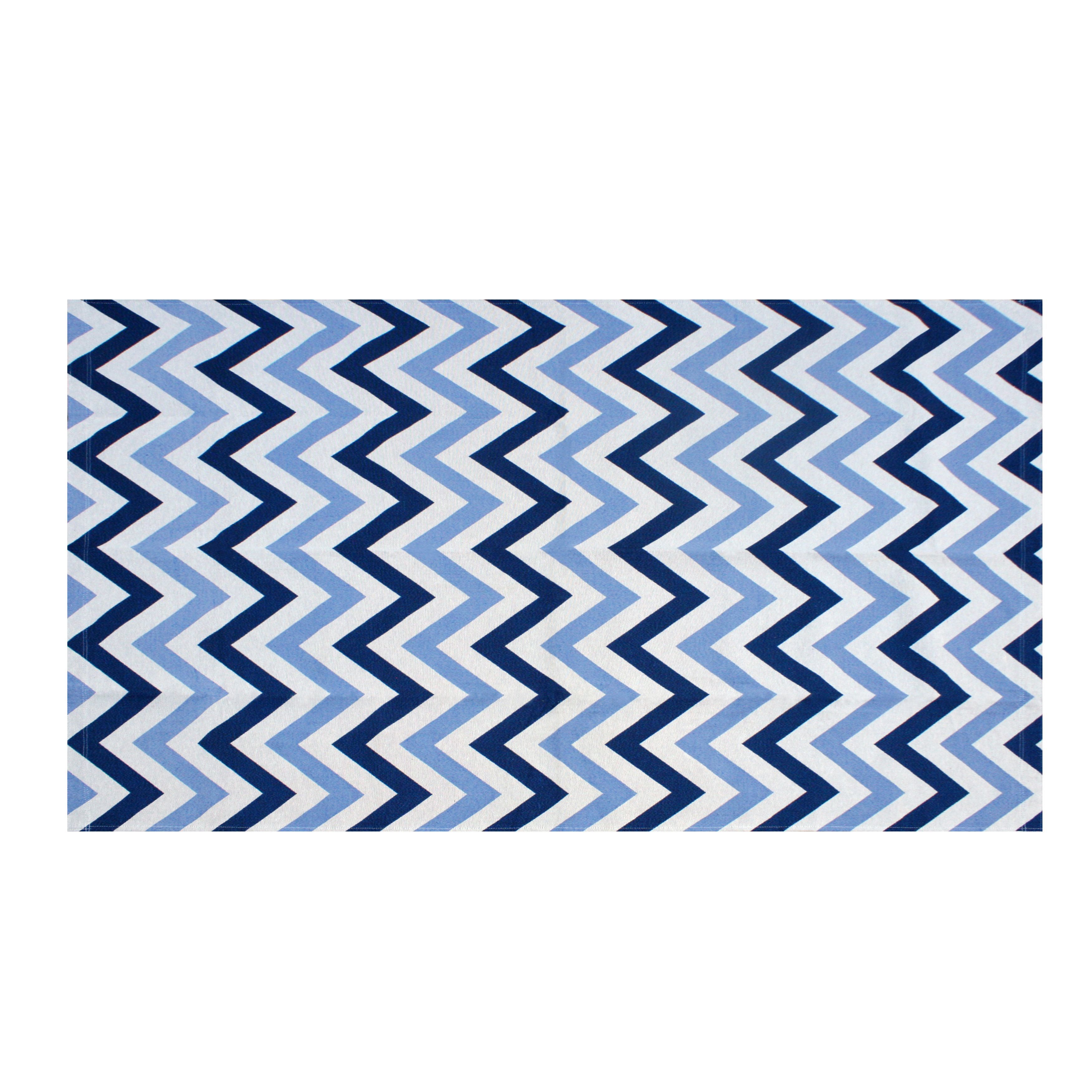 Tapete Retangular Zig Zag Azul 1,50m