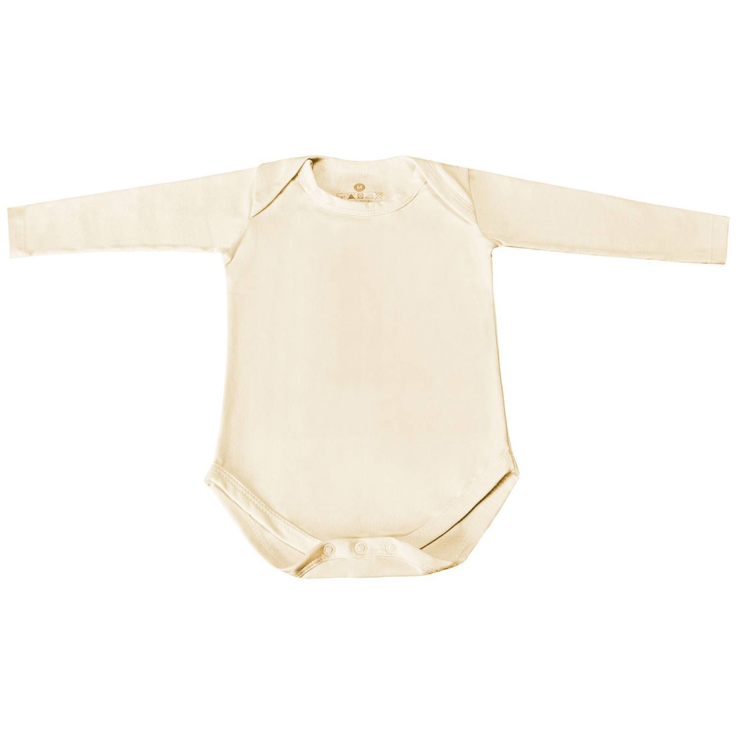 Body Manga Longa Basic Liso Palha 6 a 9 Meses
