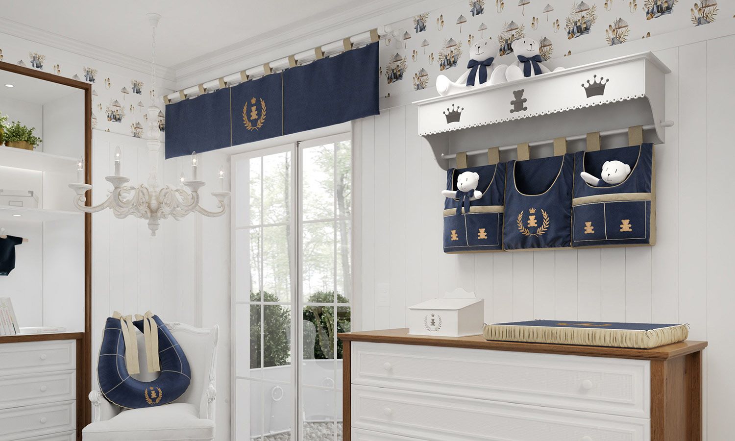 Porta Fraldas Varão Realeza Marinho Premium