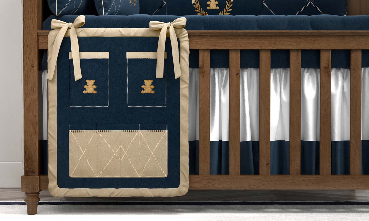 Organizador de Berço Realeza Marinho Premium