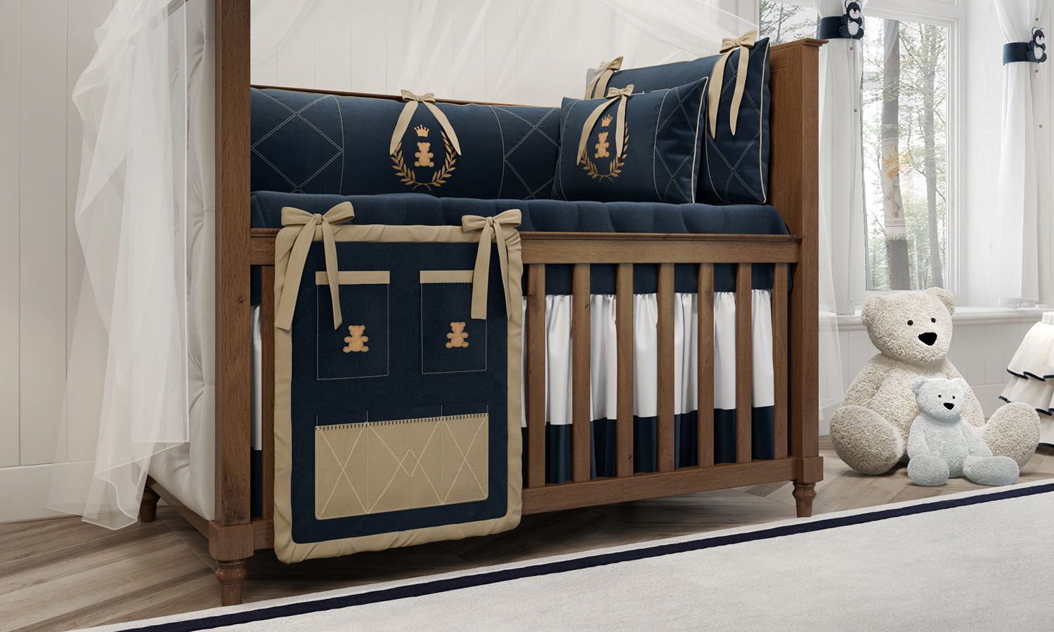 Organizador de Berço Realeza Marinho Premium