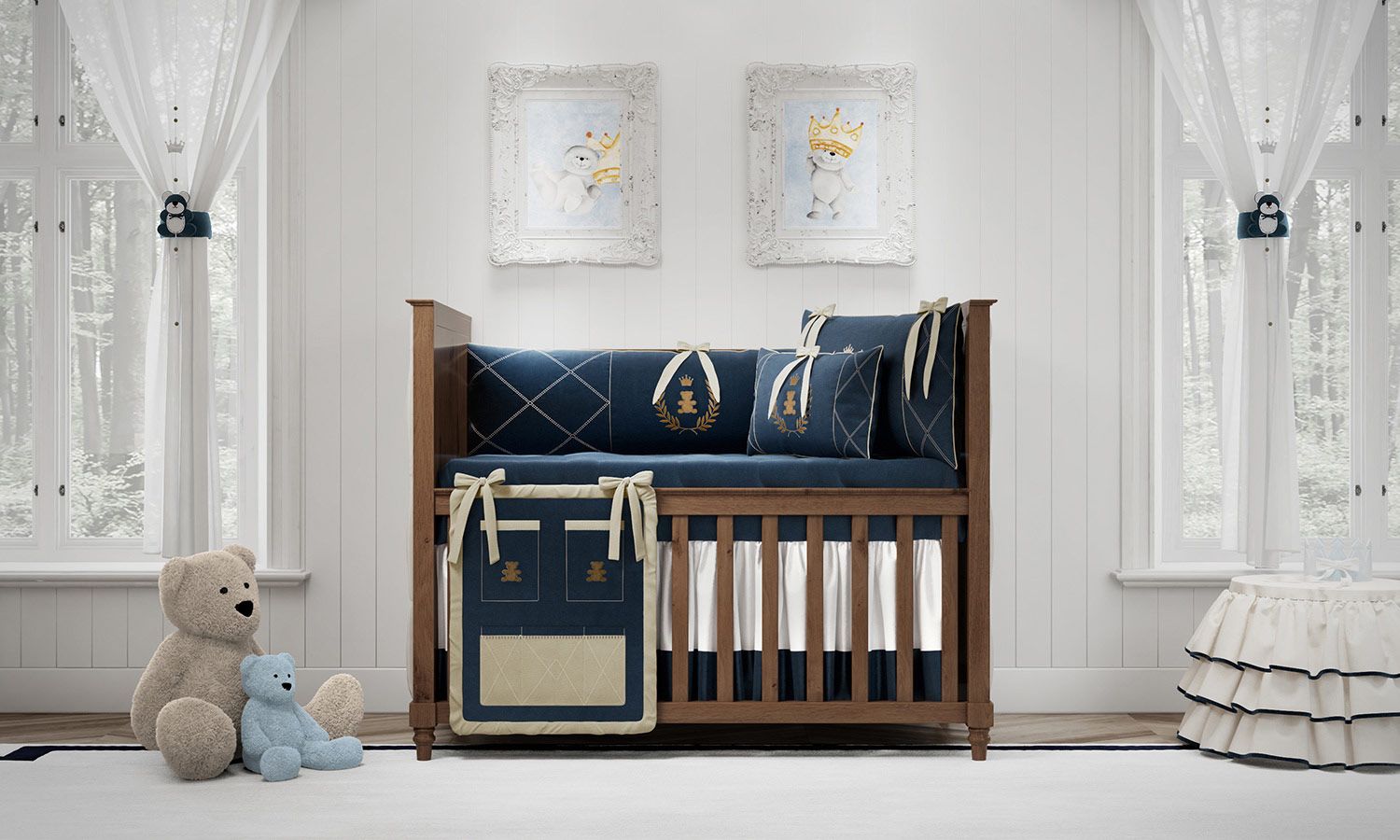 Organizador de Berço Realeza Marinho Premium
