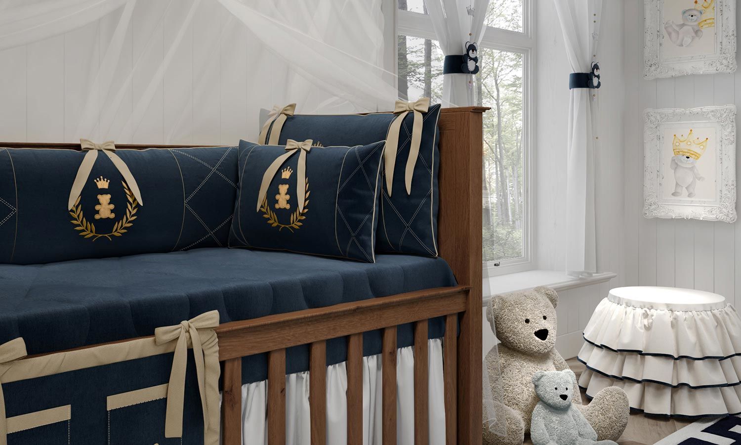 Almofada Retangular Realeza Marinho Premium 50cm