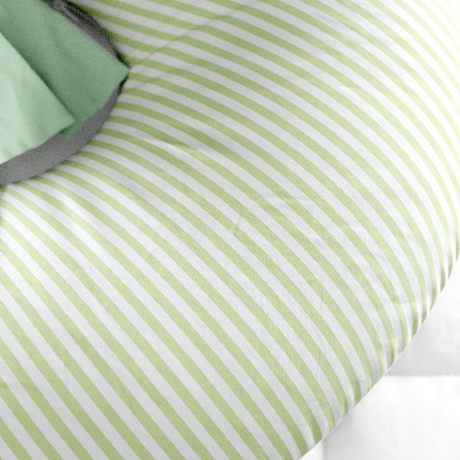 Almofada Amamentação Listra Azul e Laço Bege