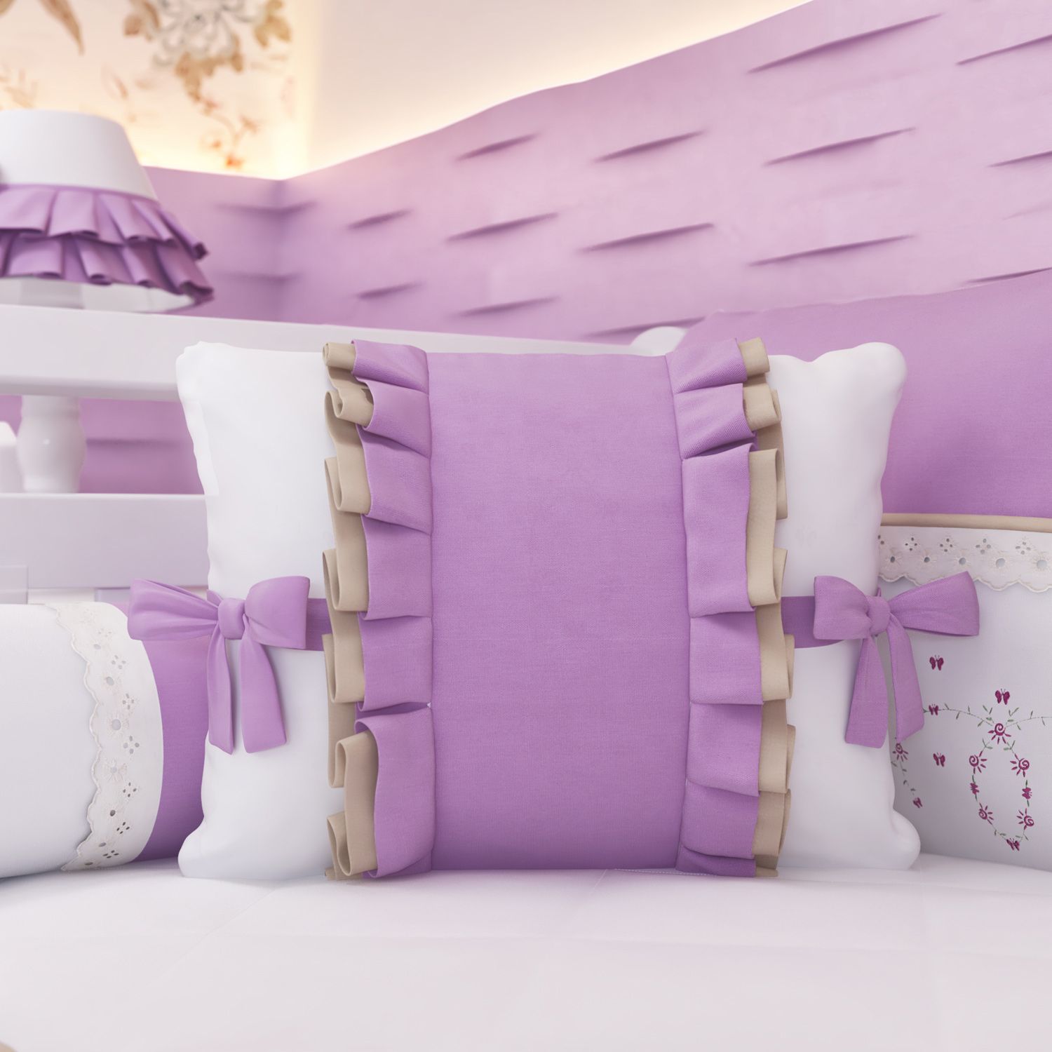 Almofada Retangular Laços Alice Rosa 43cm