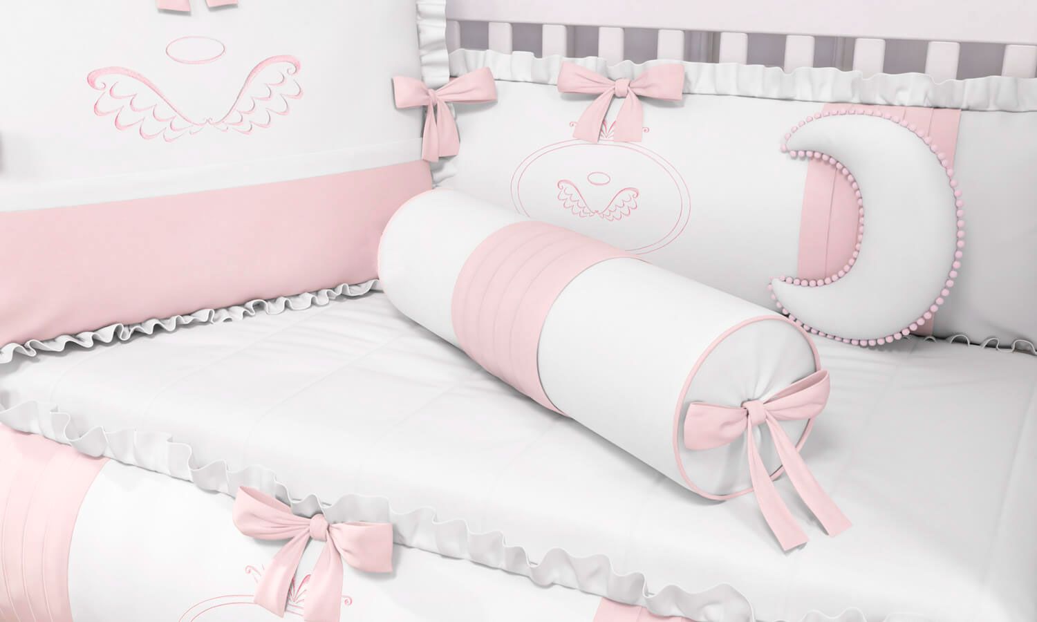 Almofada Rolinho Pregas e Laço Bege 60cm