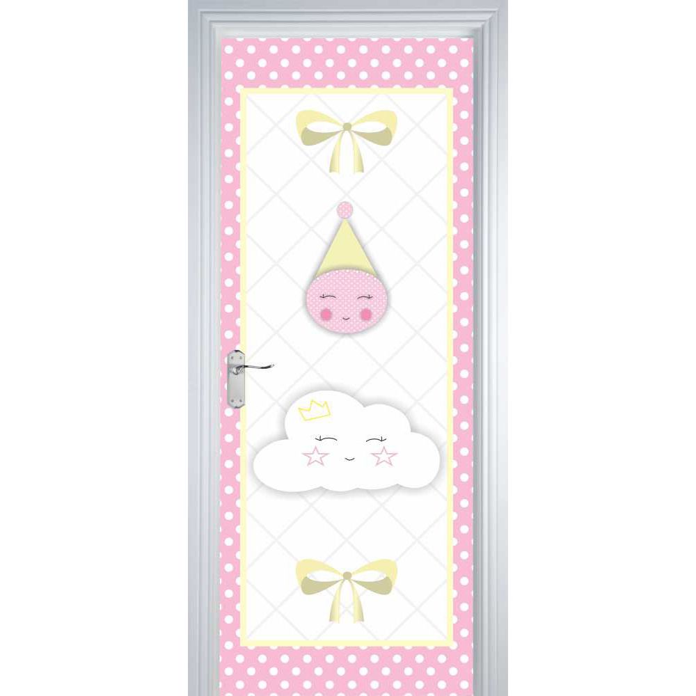 Adesivo de Porta Nuvem Rosa 75cm