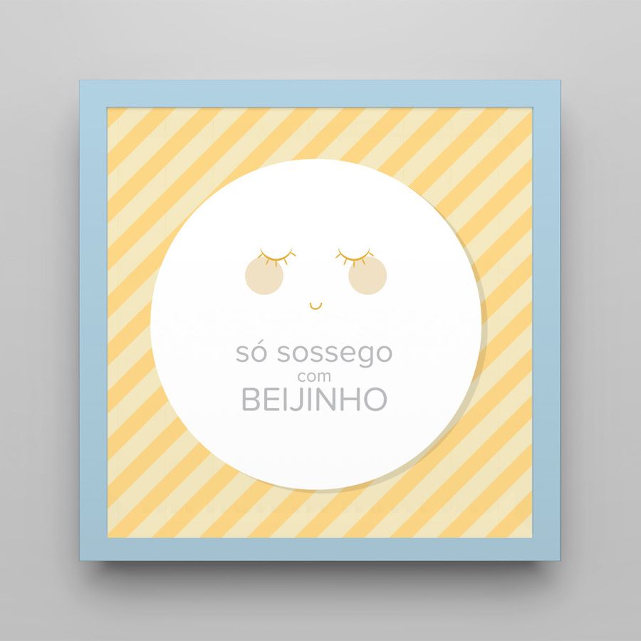 Quadro Só Sossego Amarelo/Azul 18cm
