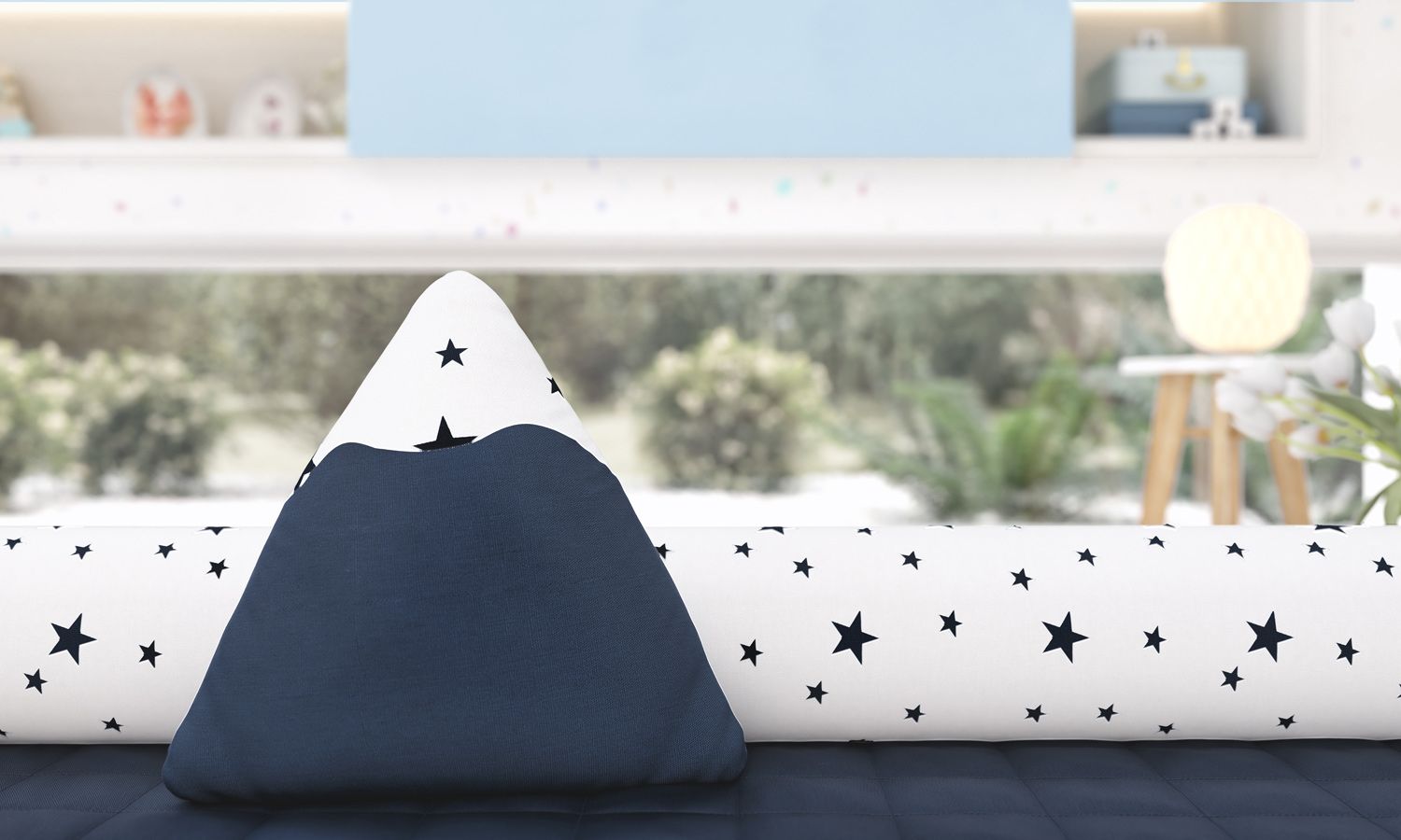 Almofada Montanha Estrelinhas Amarelo 25cm