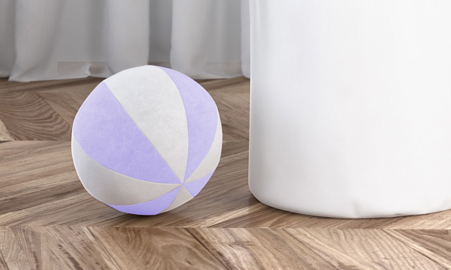 Bola de Plush Branco/Rosa 22cm