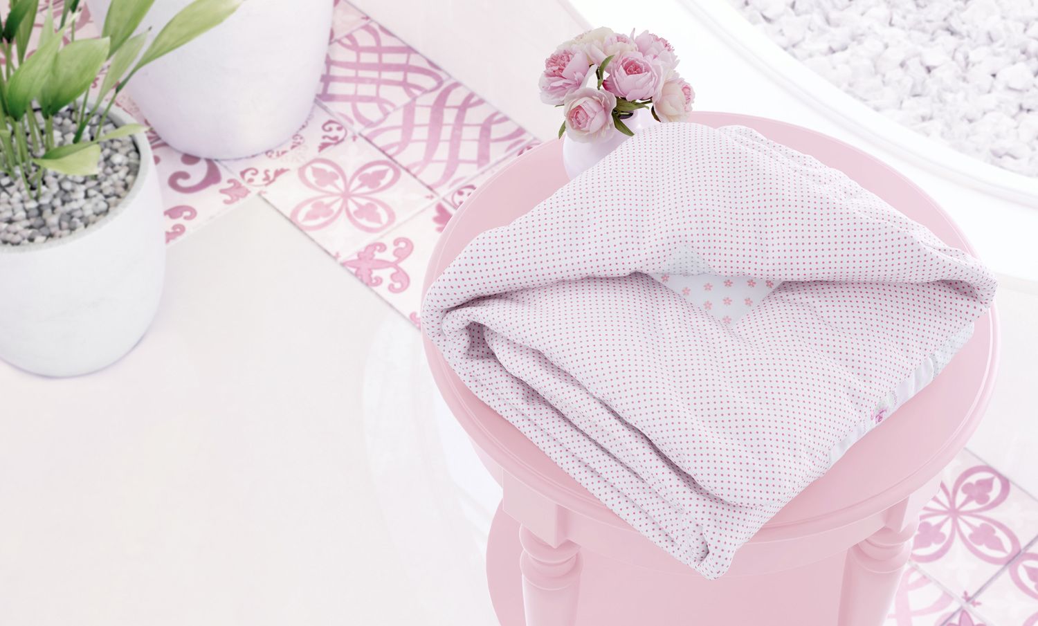 Edredom de Berço Patchwork Rosa