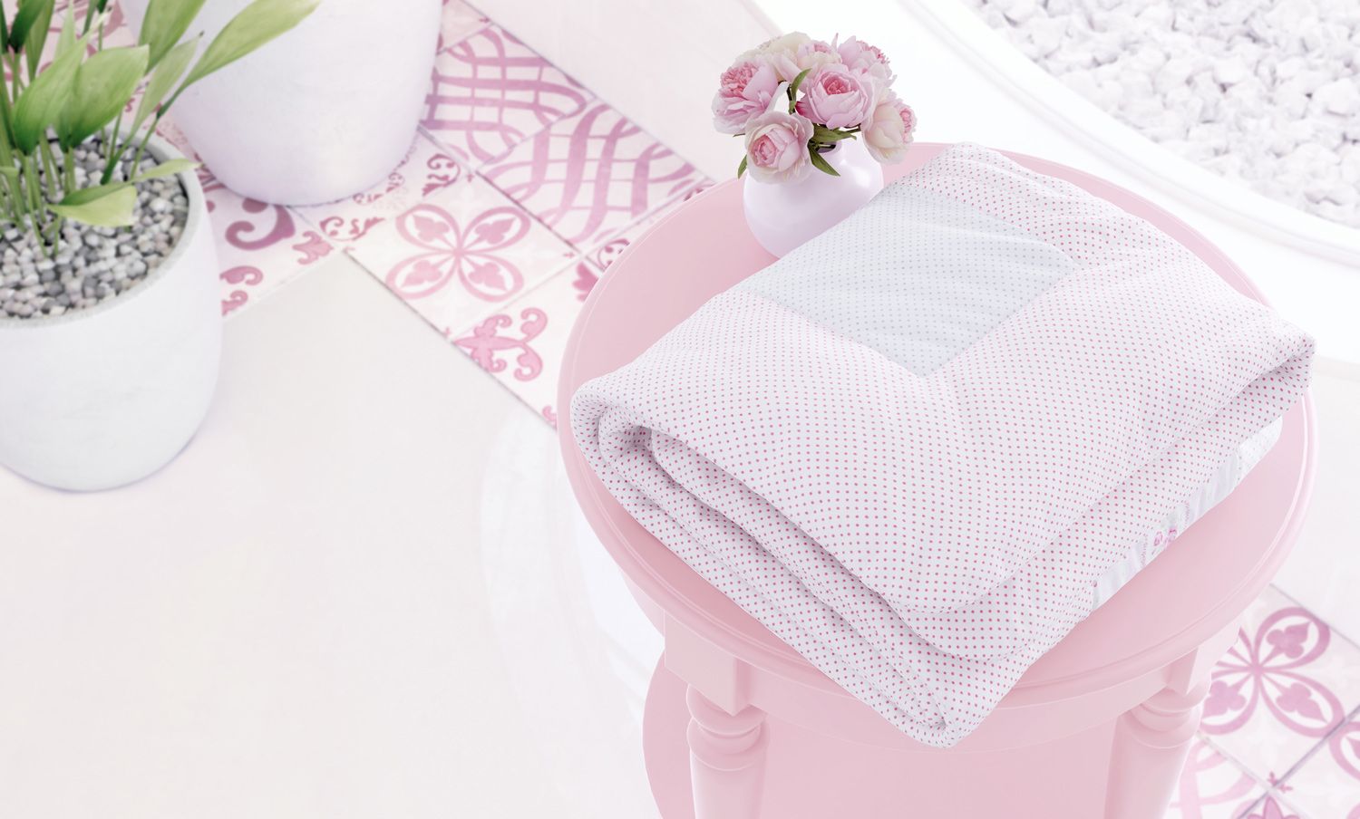 Edredom de Berço Patchwork Rosa