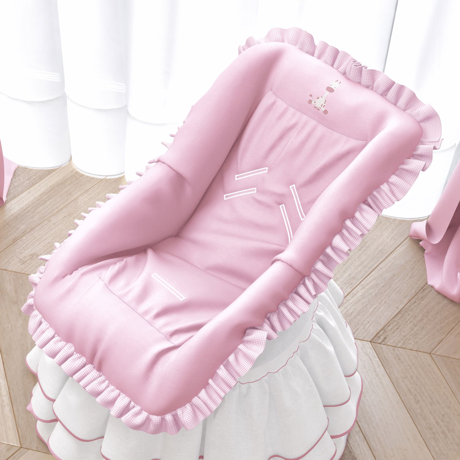 Capa de Bebê Conforto Girafinha Clássica Rosa