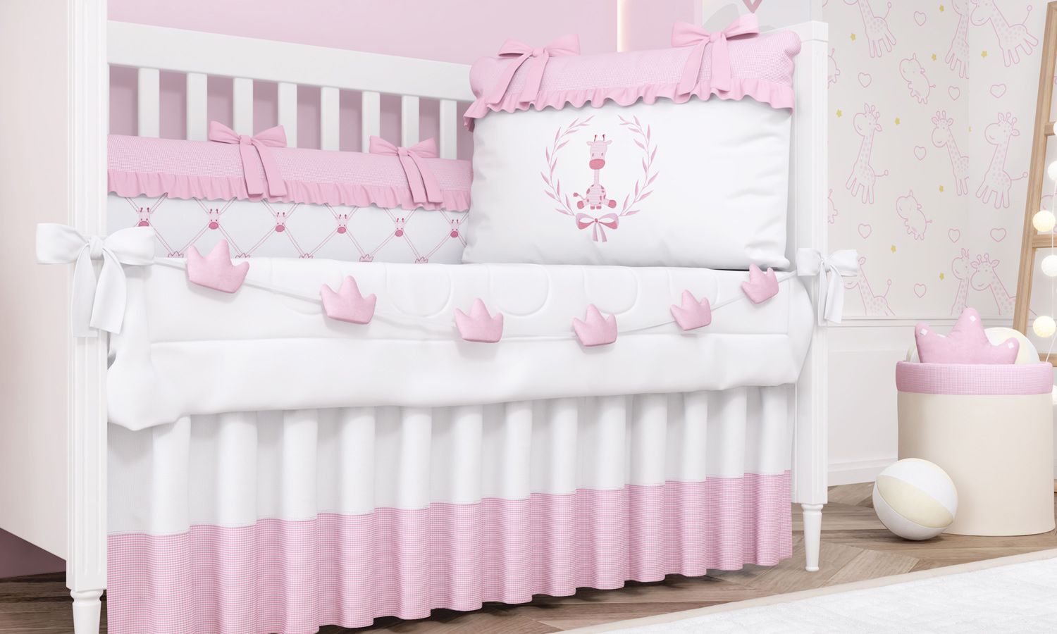 Varal de Berço Coroas Girafinha Clássica 1,30m