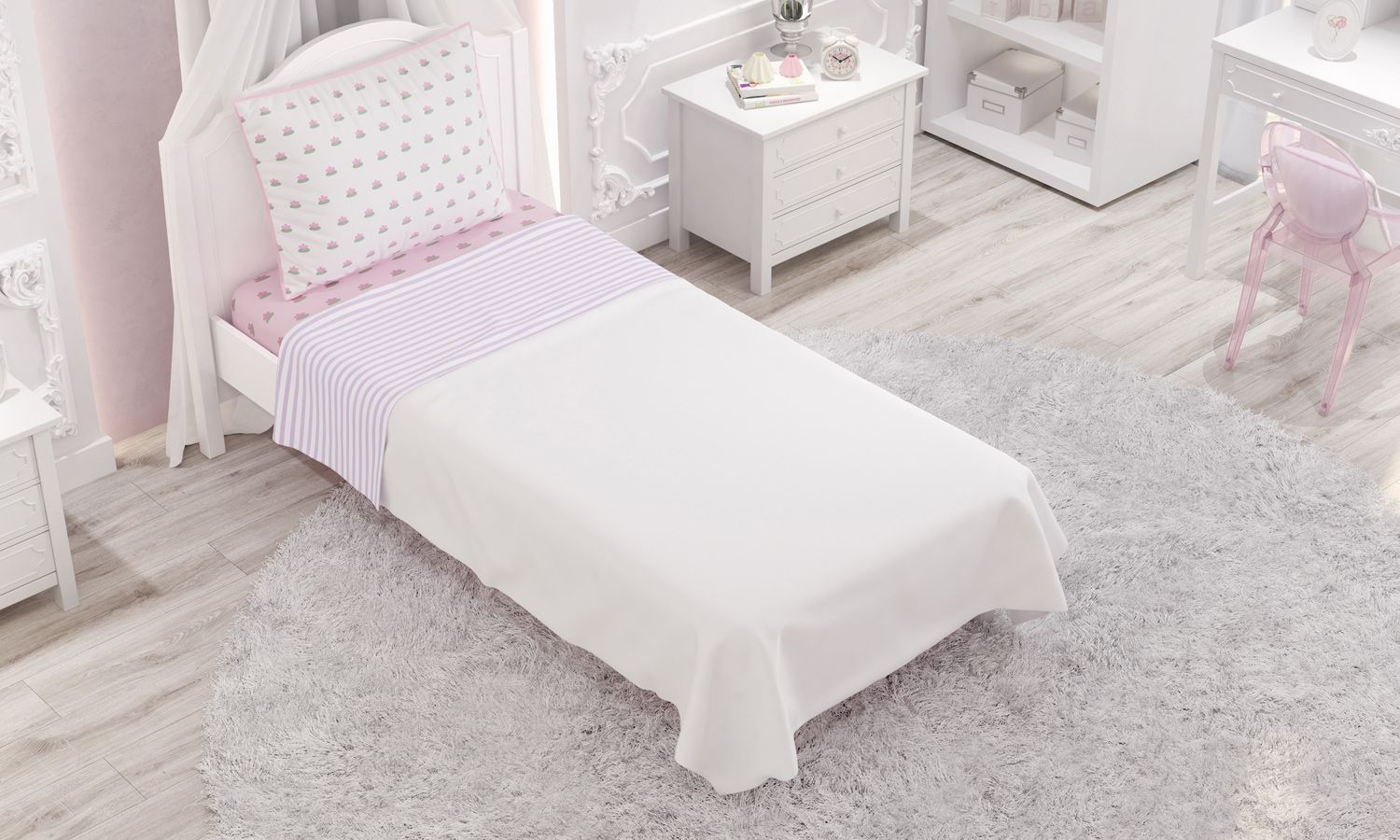 Jogo de Lençol Infantil Solteiro Floral Monet