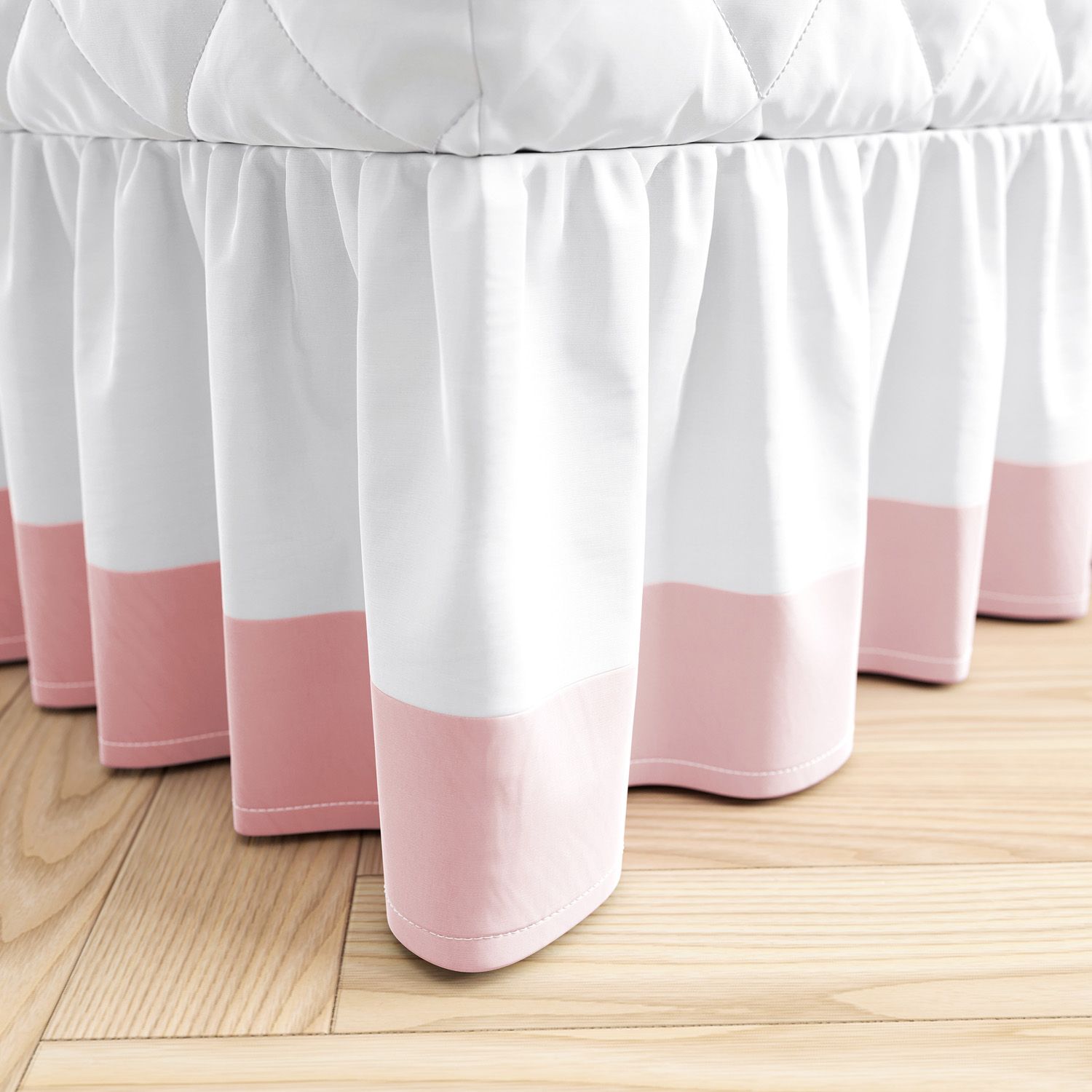 Saia de Cama Infantil Branco e Rosa