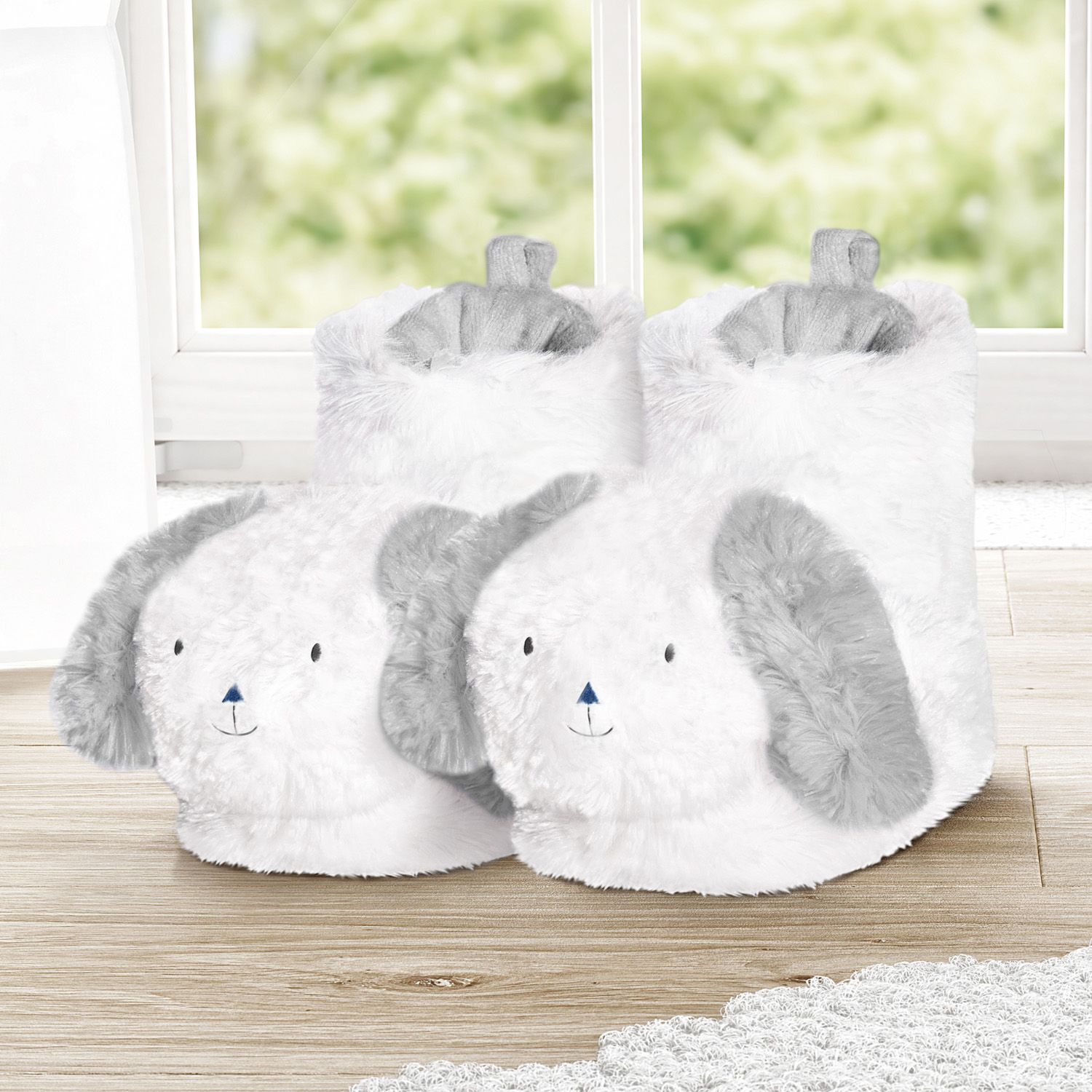 Pantufa Bebê de Pelúcia Cano Alto Amiguinho Cachorrinho Azul Marinho Até 1 Ano