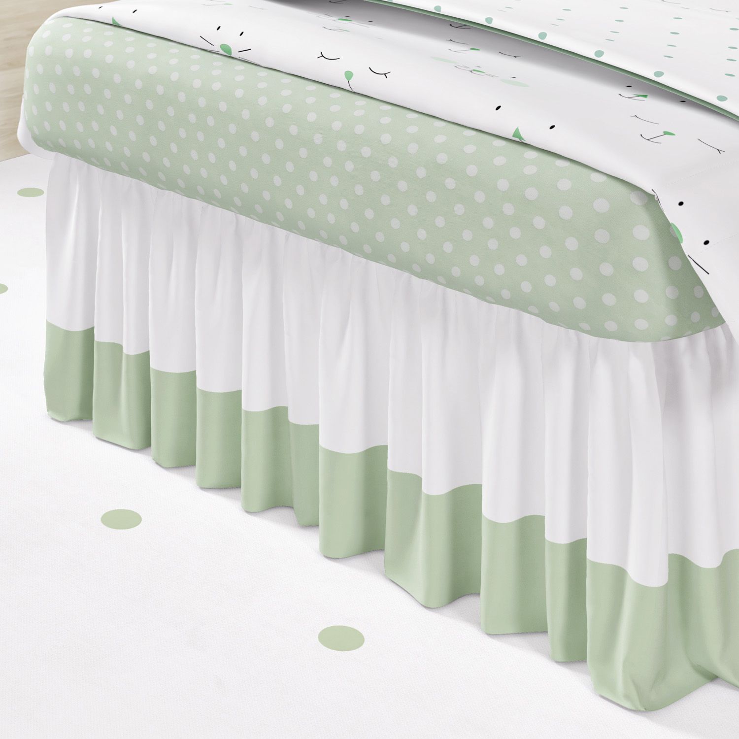 Saia de Cama Infantil Amiguinhos Verde