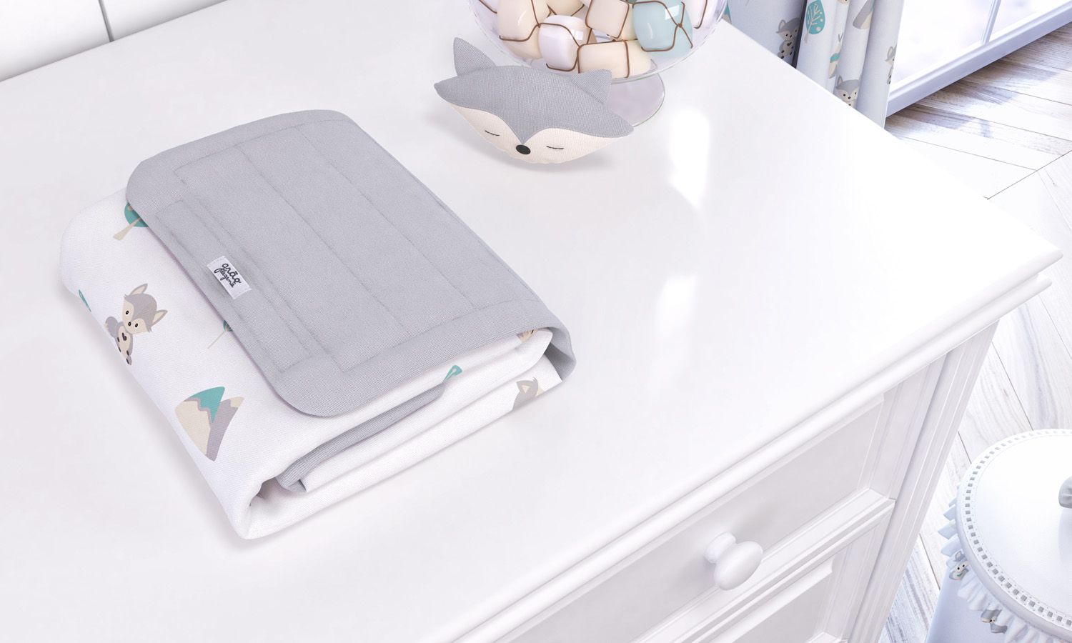 Trocador de Fraldas Portátil Raposinha Cinza 85x40cm